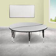Emmy 2 Piece Emmy 60" Circle Wave Flexible Grey Thermal Laminate Activity Table Set - Height Adjustable Short Legs