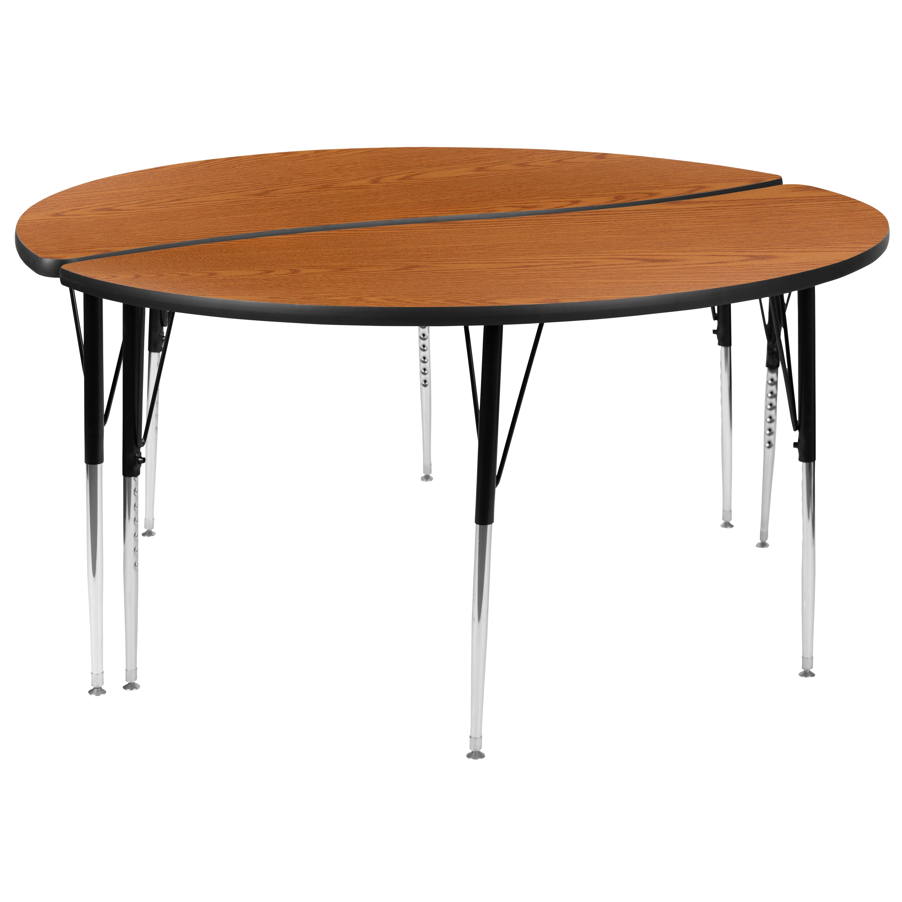 Emmy 2 Piece Emmy 60" Circle Wave Flexible Oak Thermal Laminate Activity Table Set - Standard Height Adjustable Legs