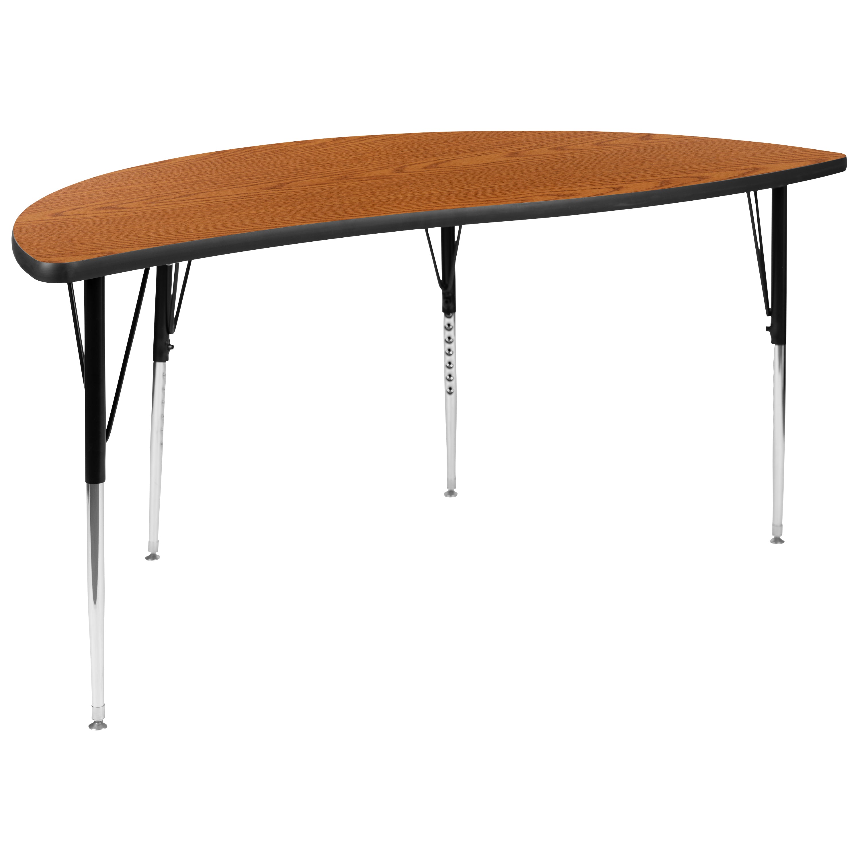 Emmy 2 Piece Emmy 60" Circle Wave Flexible Oak Thermal Laminate Activity Table Set - Standard Height Adjustable Legs