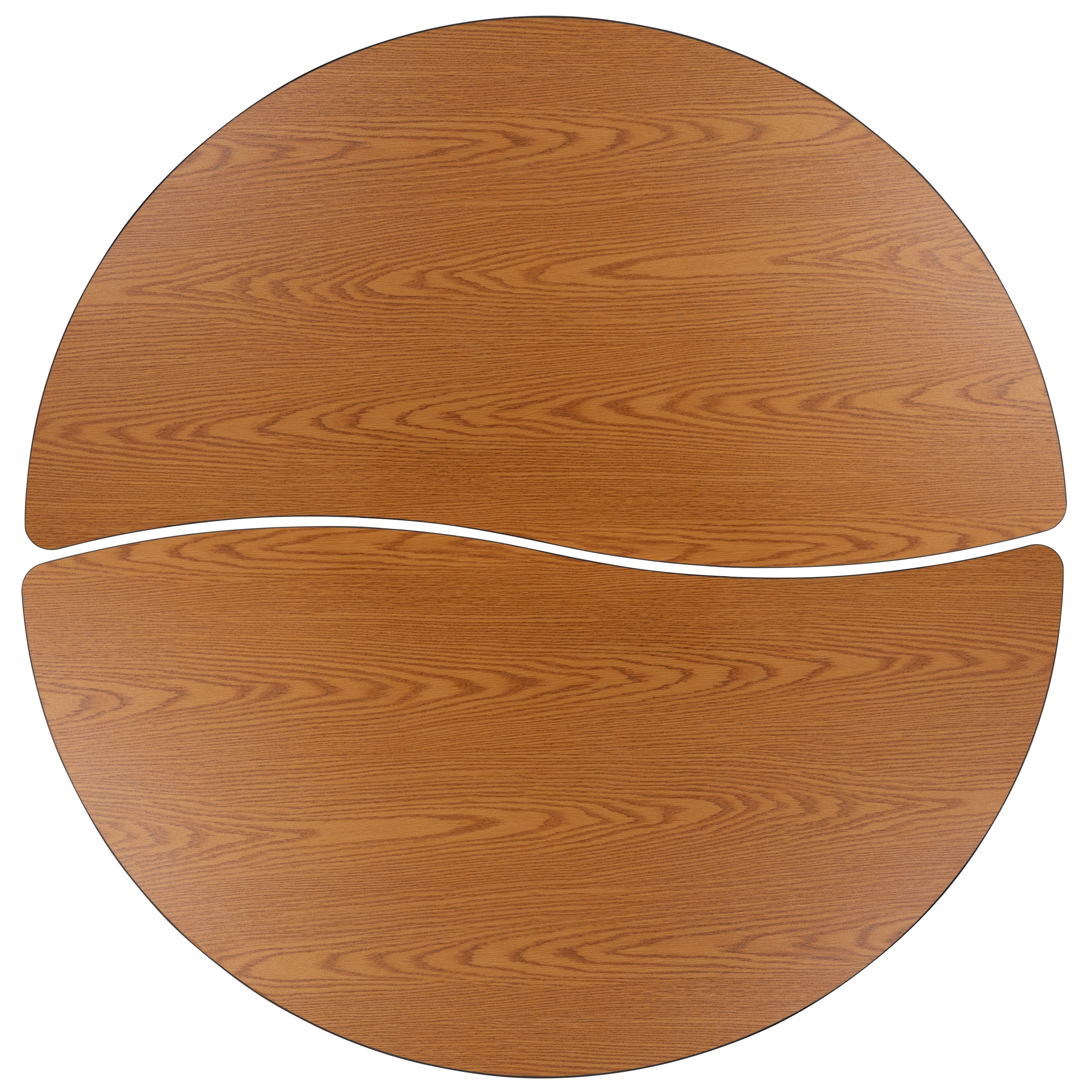 Emmy 2 Piece Emmy 60" Circle Wave Flexible Oak Thermal Laminate Activity Table Set - Standard Height Adjustable Legs