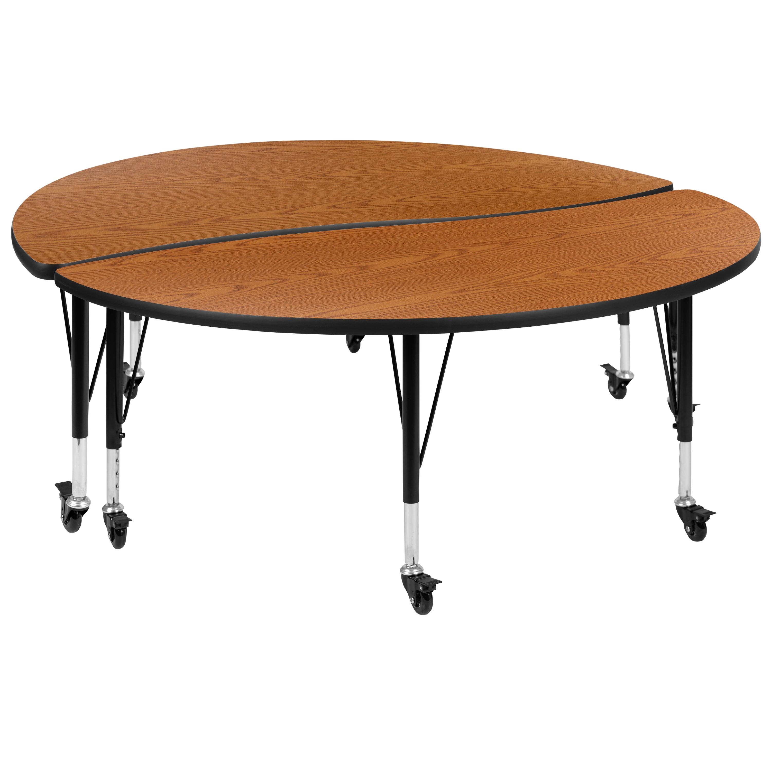 Emmy 2 Piece Mobile Emmy 60" Circle Wave Flexible Oak Thermal Laminate Kids Adjustable Activity Table Set