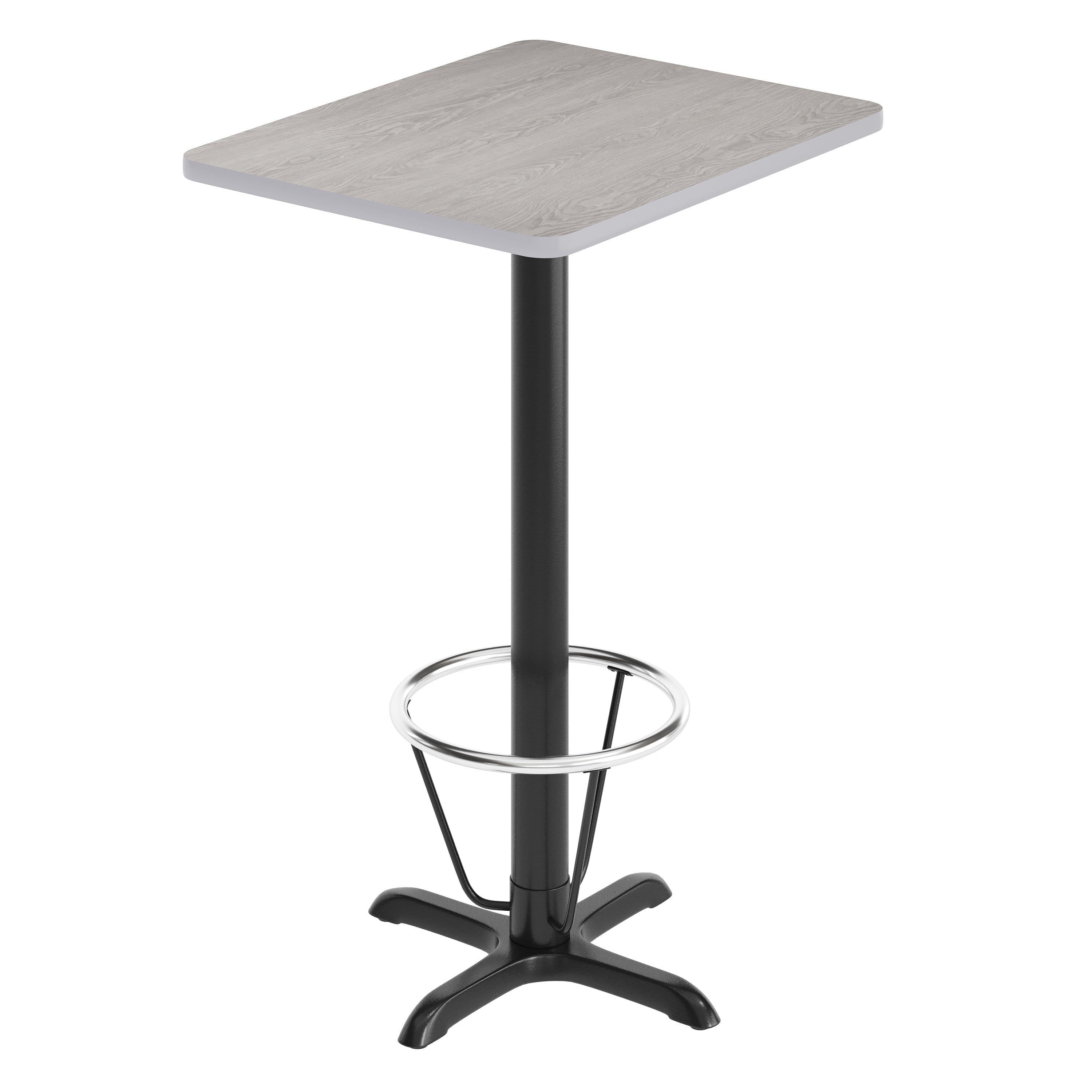 Stiles 24'' x 30'' Gray Rectangular Laminate Table Top with Black 22 x 22 "X" Style Bar Height Base with Footring