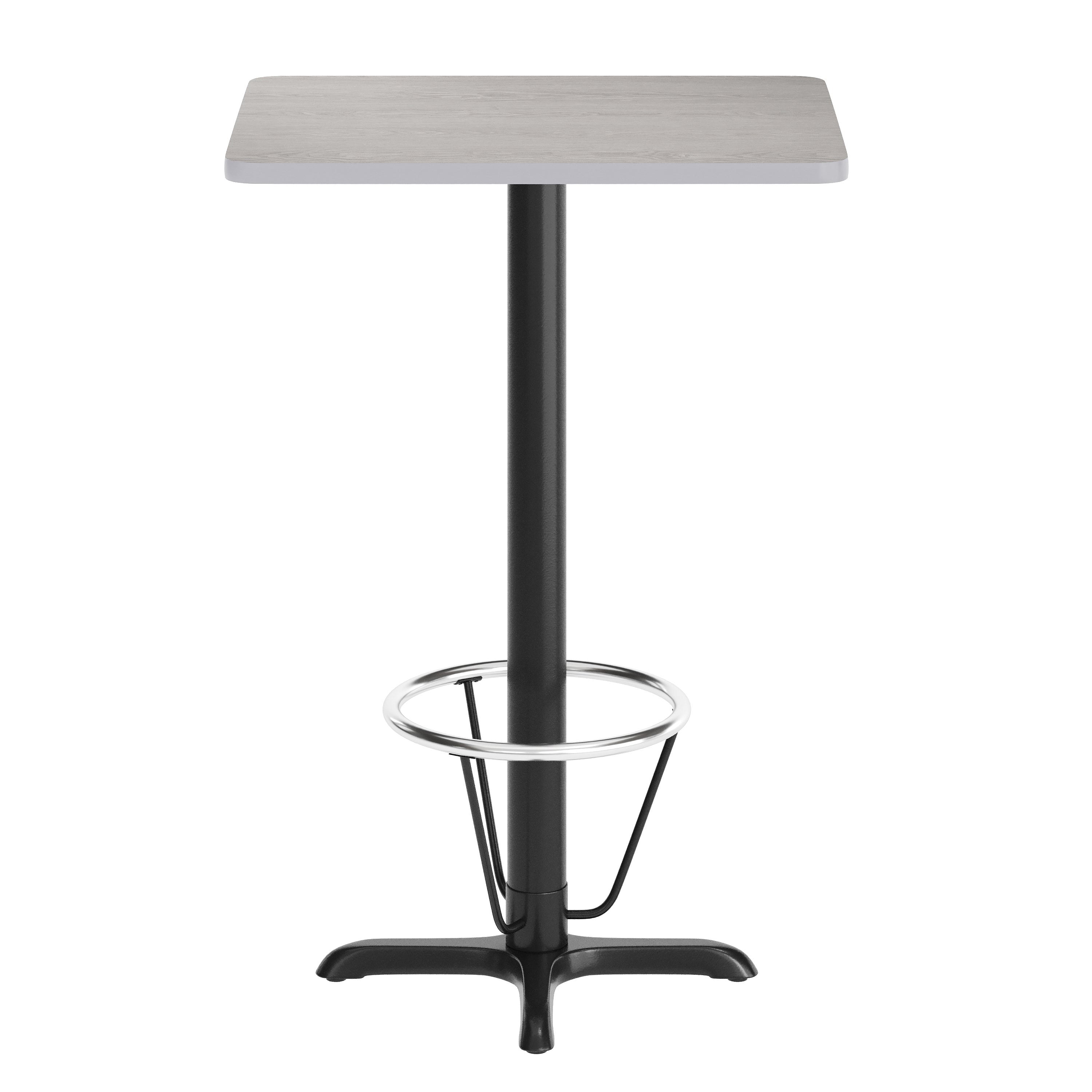 Stiles 24'' x 30'' Gray Rectangular Laminate Table Top with Black 22 x 22 "X" Style Bar Height Base with Footring