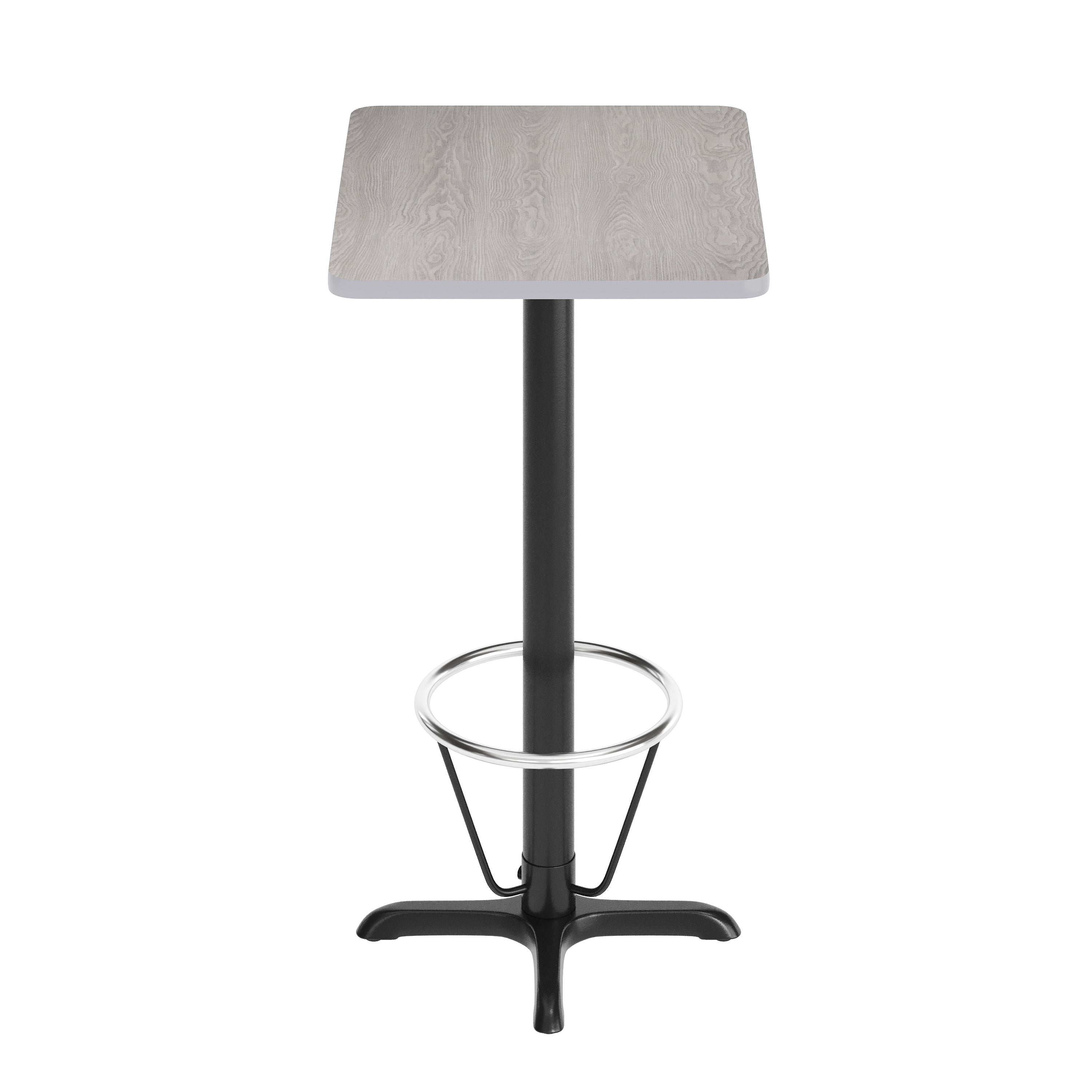 Stiles 24'' x 30'' Gray Rectangular Laminate Table Top with Black 22 x 22 "X" Style Bar Height Base with Footring