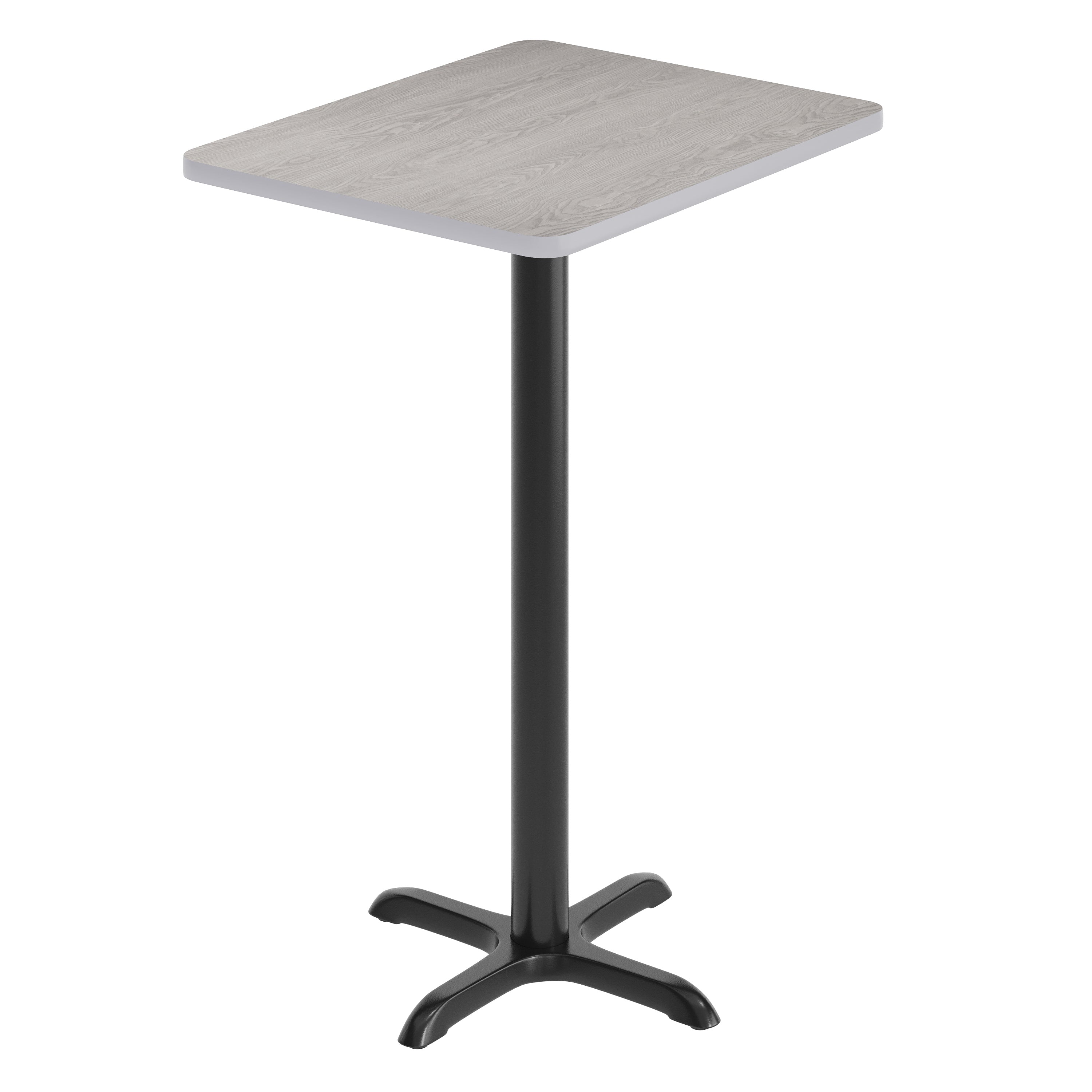 Stiles 24'' x 30'' Gray Rectangular Laminate Table Top with Black 22 x 22 "X" Style Bar Height Base