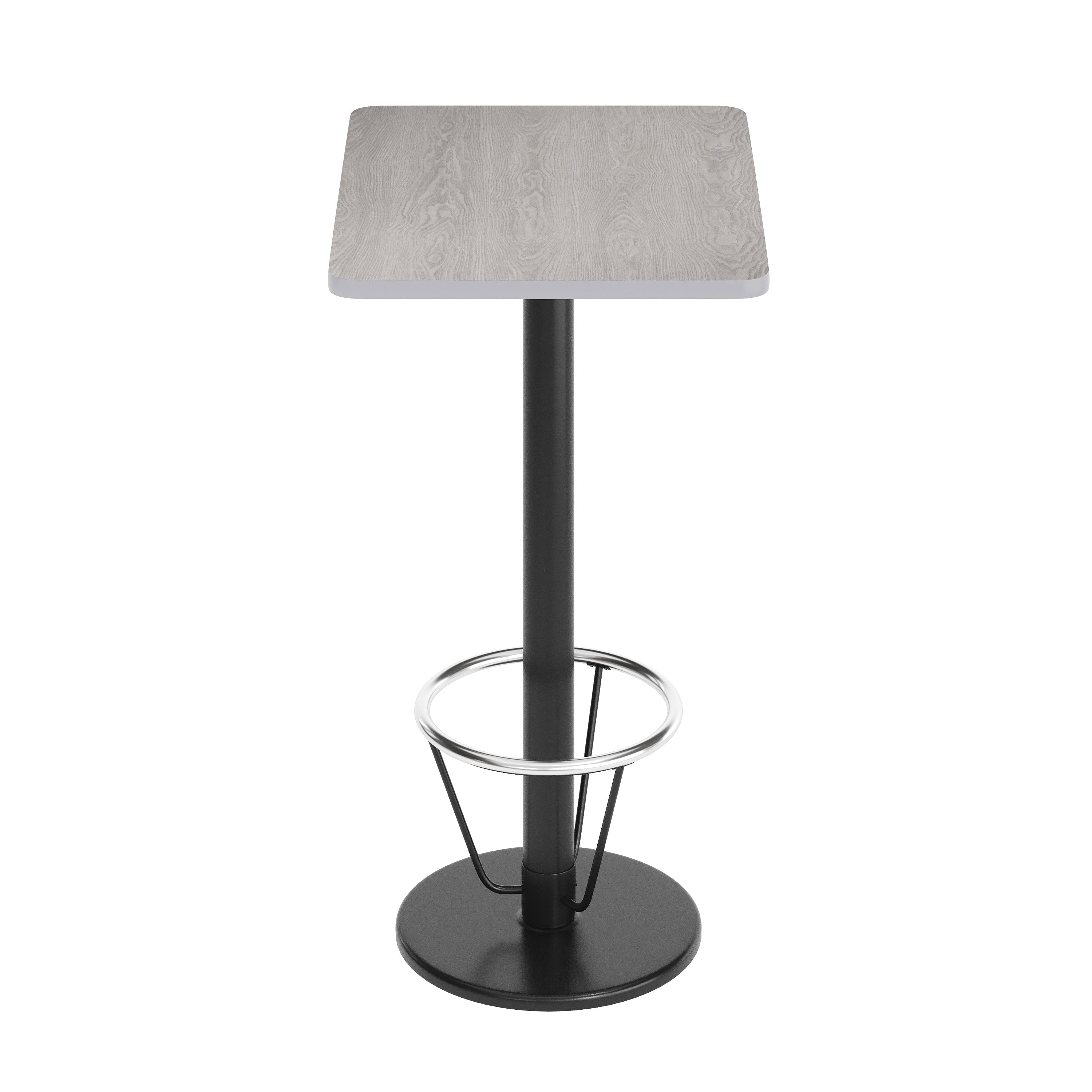 Stiles 24'' x 30'' Gray Rectangular Laminate Table Top with Black 18" Round Bar Height Table Base with Footring