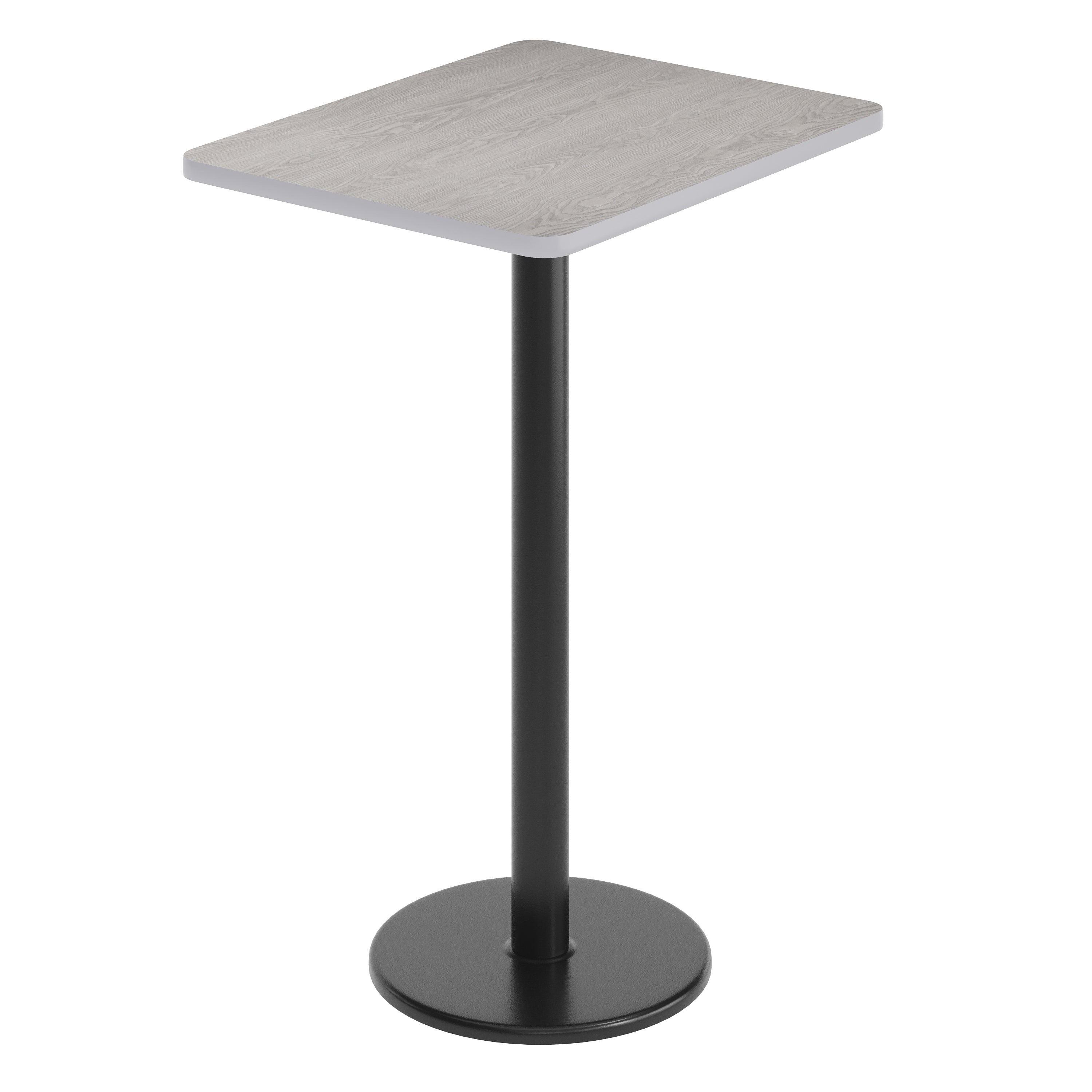 Stiles 24'' x 30'' Gray Rectangular Laminate Table Top with Black 18" Round Bar Height Table Base