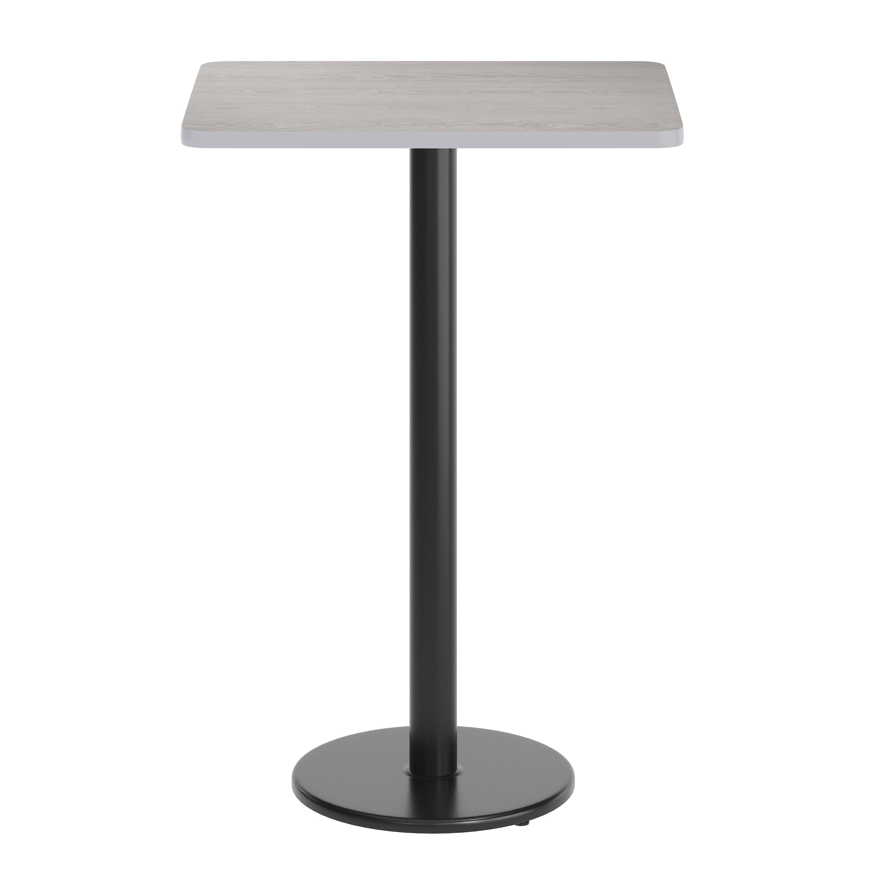 Stiles 24'' x 30'' Gray Rectangular Laminate Table Top with Black 18" Round Bar Height Table Base