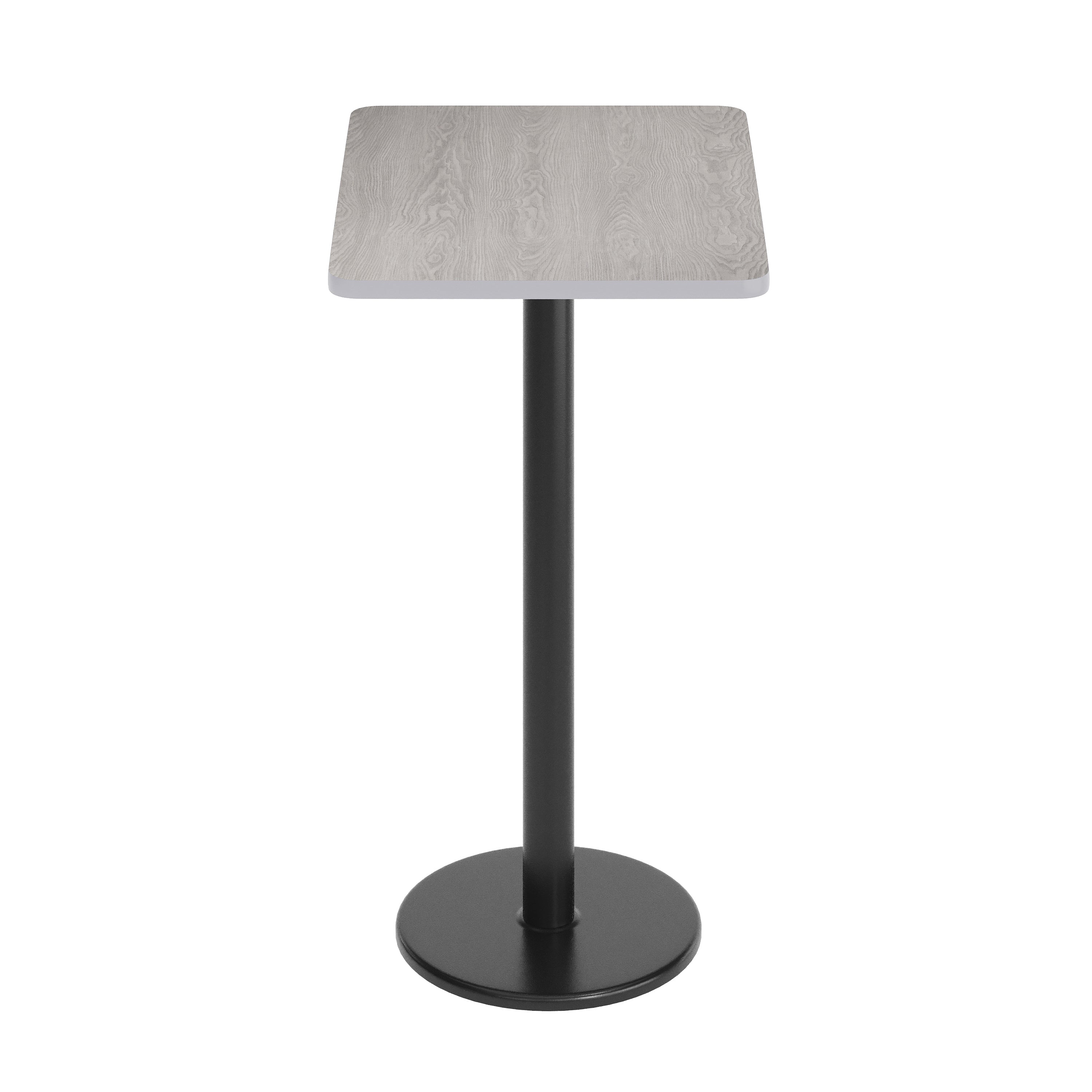 Stiles 24'' x 30'' Gray Rectangular Laminate Table Top with Black 18" Round Bar Height Table Base