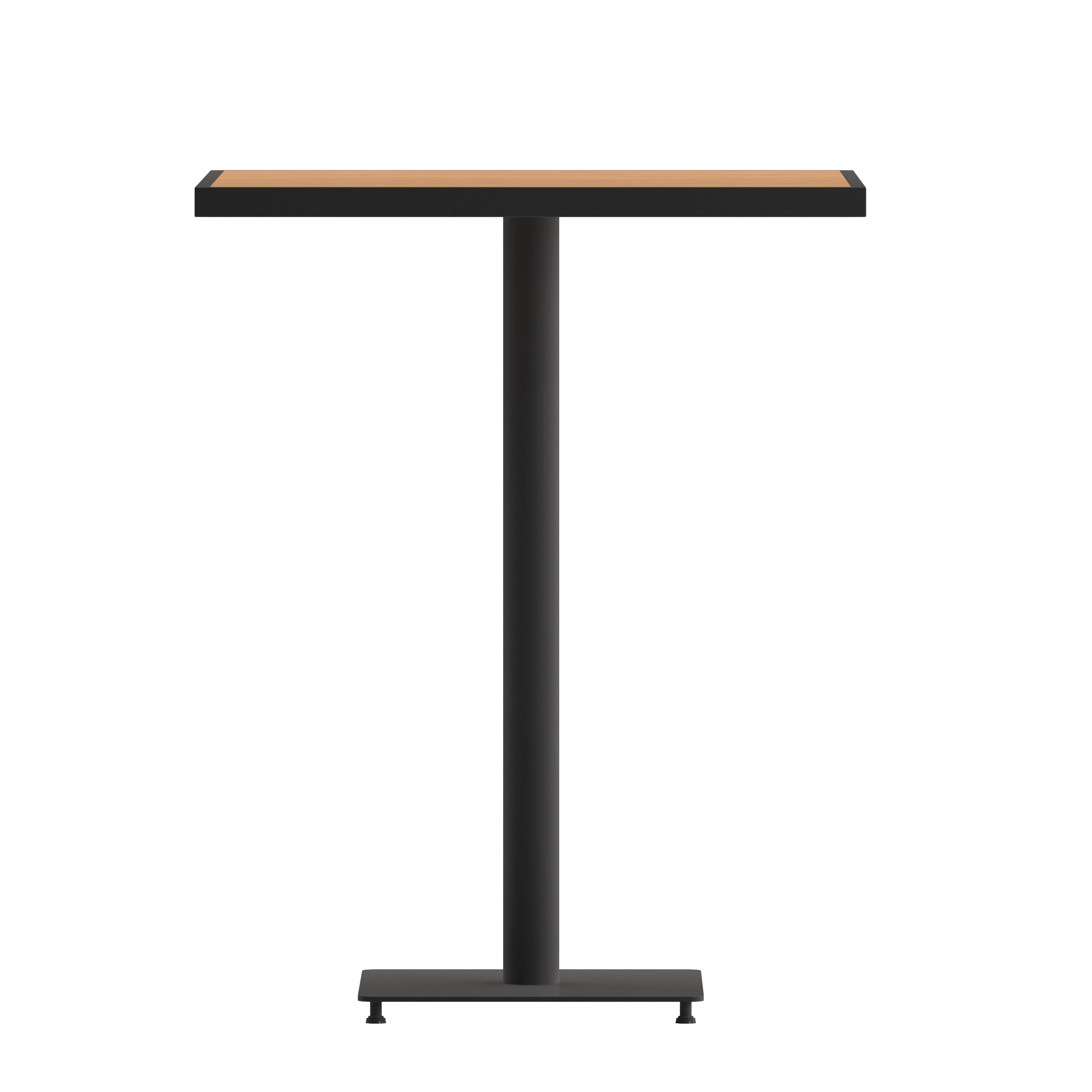 Lark Commercial Grade 32" Square Outdoor Bar Height Table with Faux Teak Poly Resin Slats