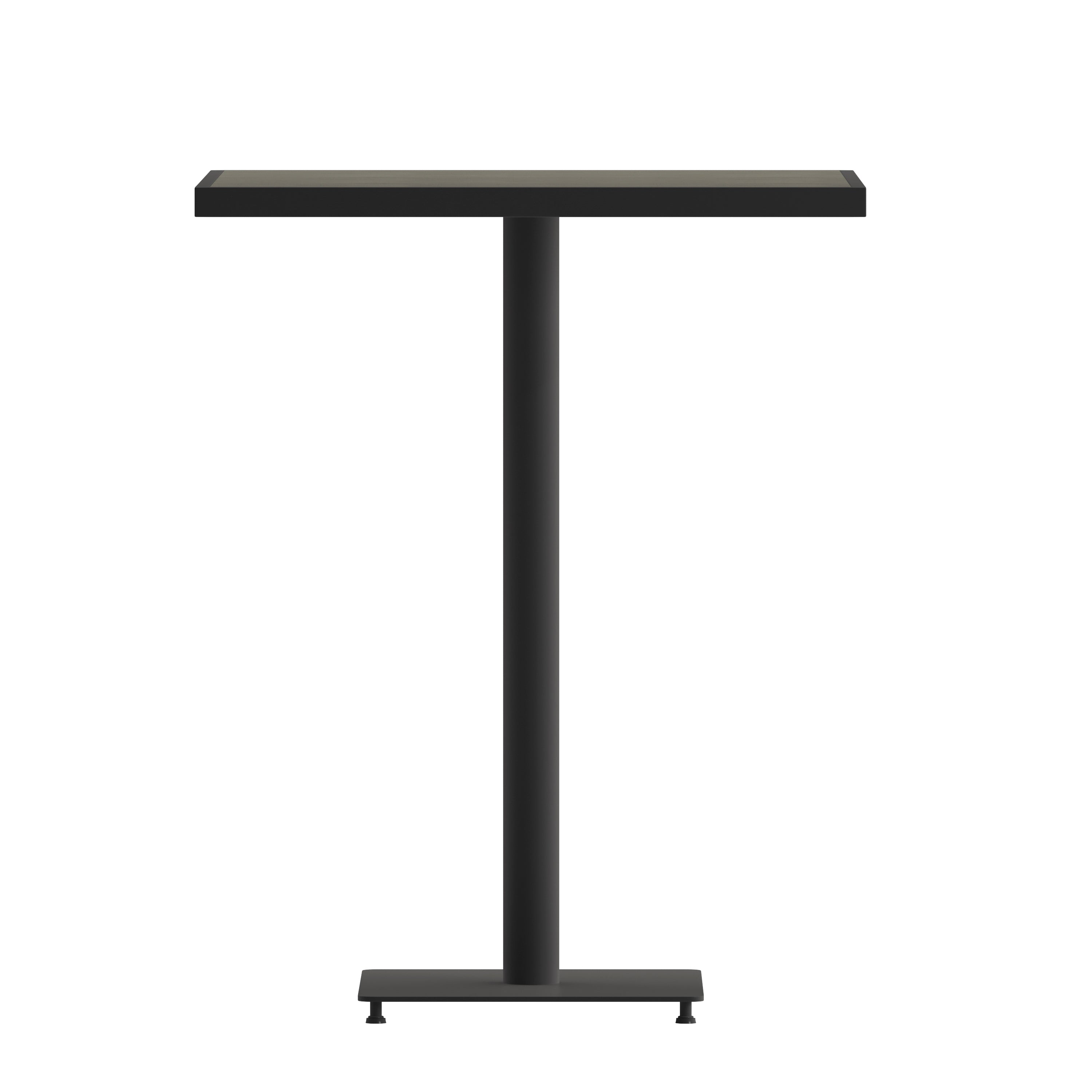 Lark Commercial Grade 32" Square Outdoor Bar Height Table with Gray Wash Poly Resin Slats