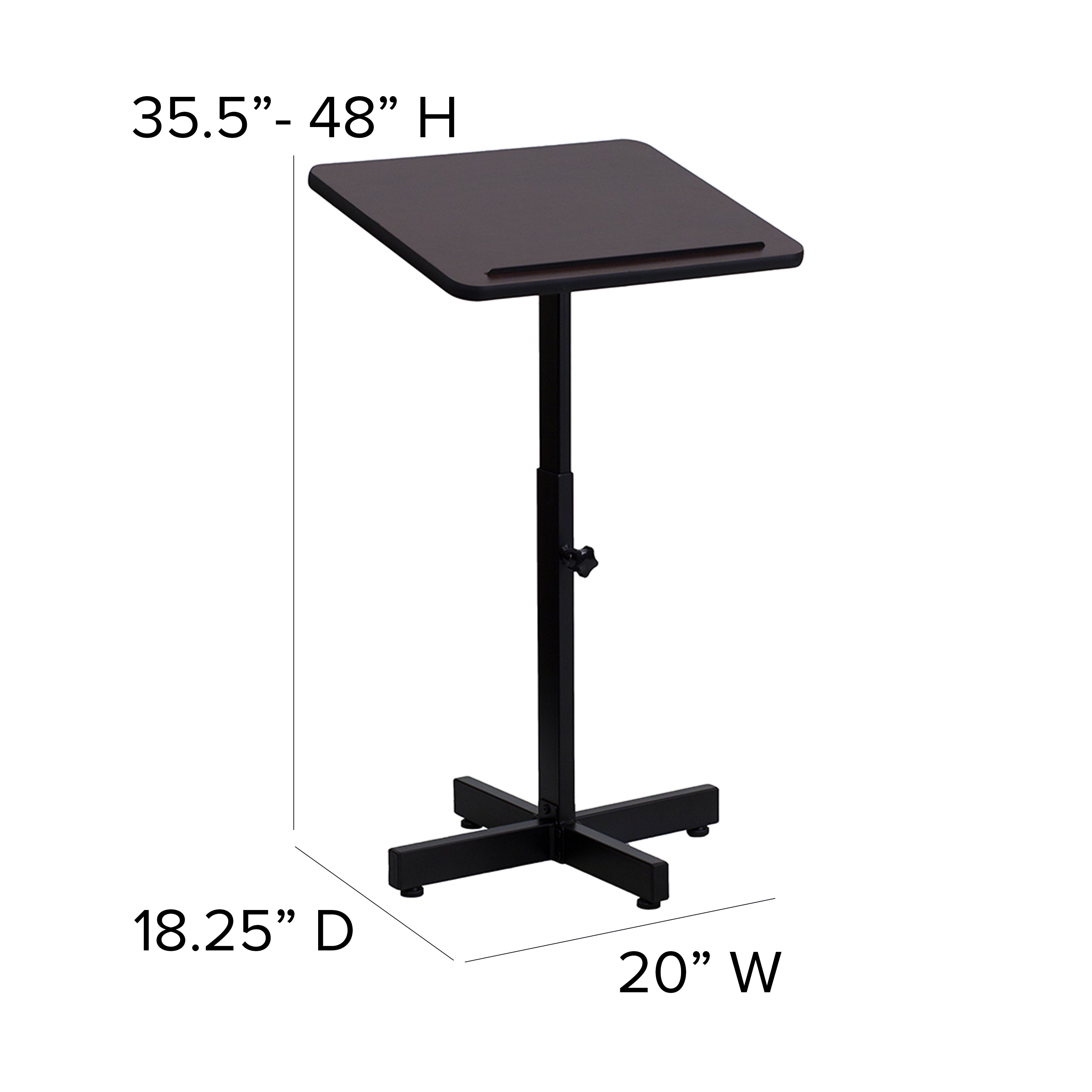 Mysta Adjustable Height Metal Lectern in Mahogany