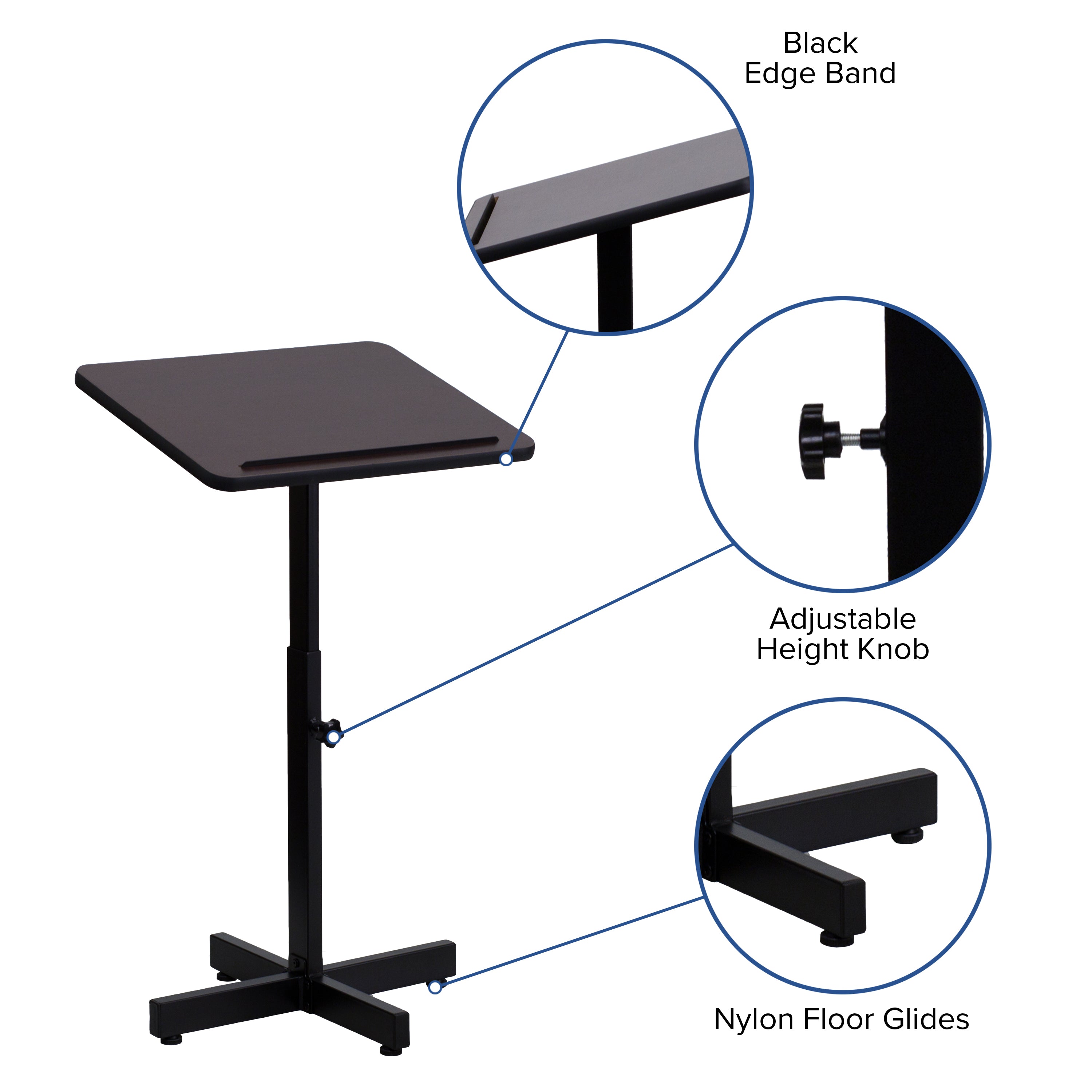 Mysta Adjustable Height Metal Lectern in Mahogany