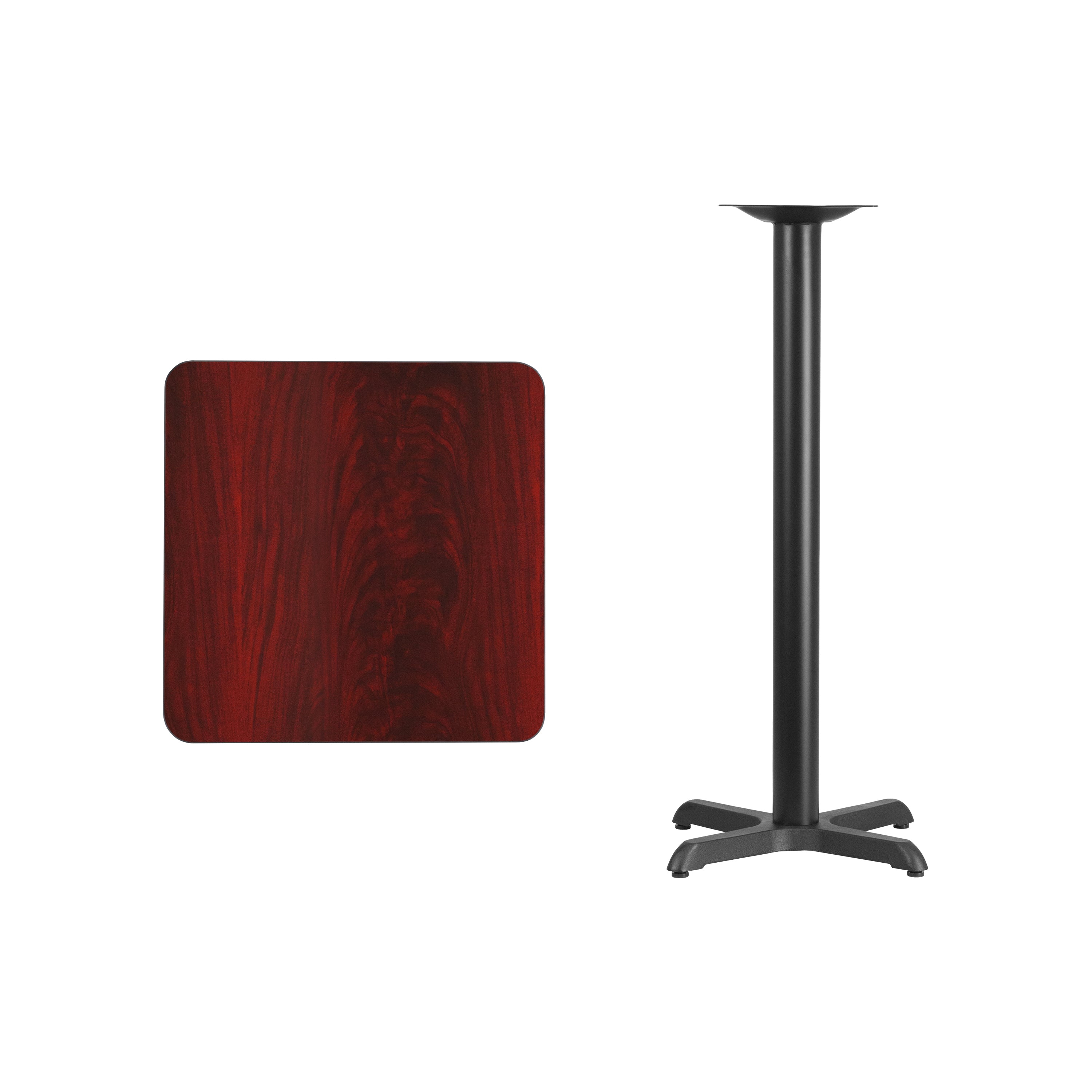 Stiles 24'' Square Mahogany Laminate Table Top with 22'' x 22'' Bar Height Table Base