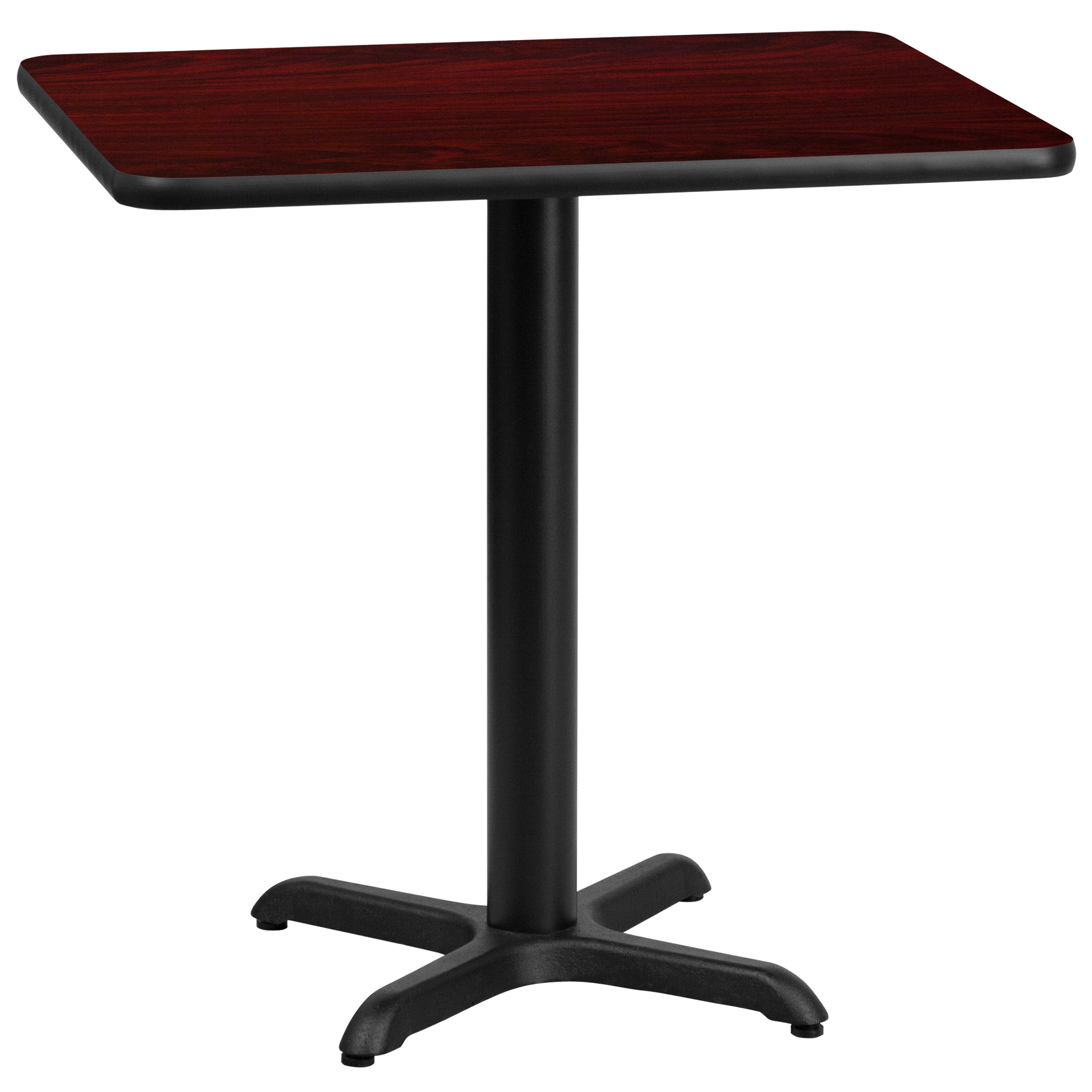 Graniss 24'' x 30'' Rectangular Mahogany Laminate Table Top with 22'' x 22'' Table Height Base