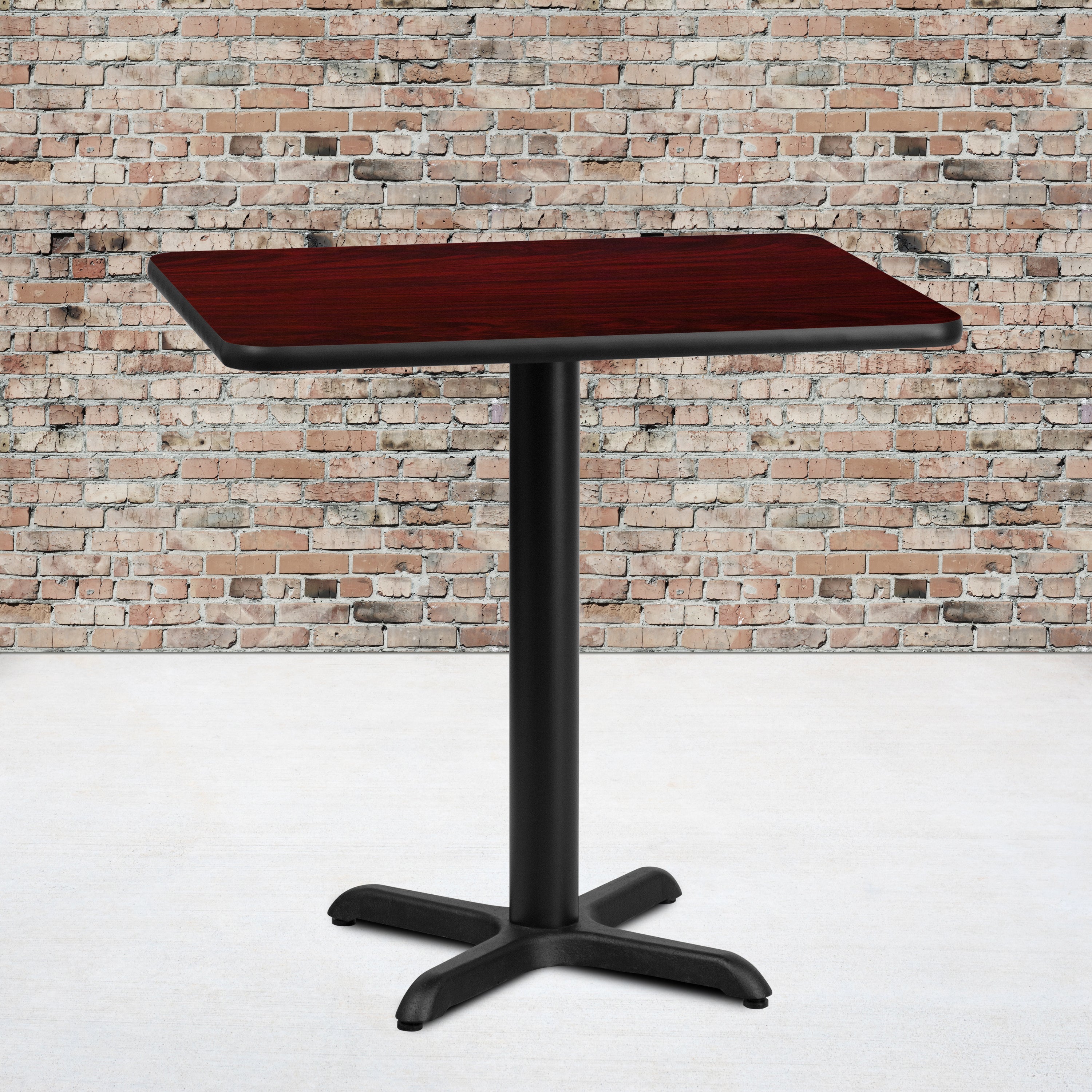 Graniss 24'' x 30'' Rectangular Mahogany Laminate Table Top with 22'' x 22'' Table Height Base