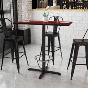 Stiles 24'' x 42'' Rectangular Mahogany Laminate Table Top with 23.5'' x 29.5'' Bar Height Table Base and Foot Ring