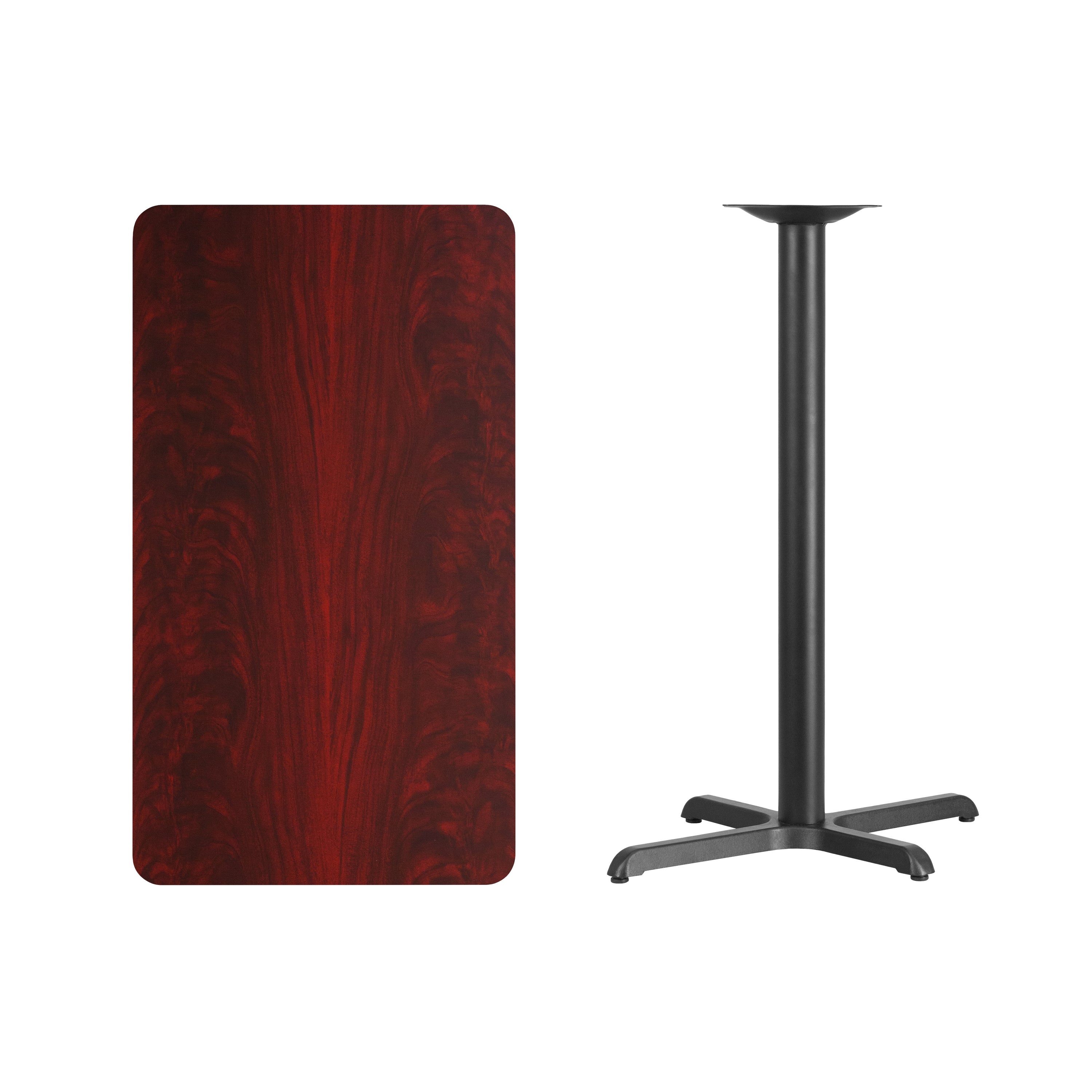 Stiles 24'' x 42'' Rectangular Mahogany Laminate Table Top with 23.5'' x 29.5'' Bar Height Table Base