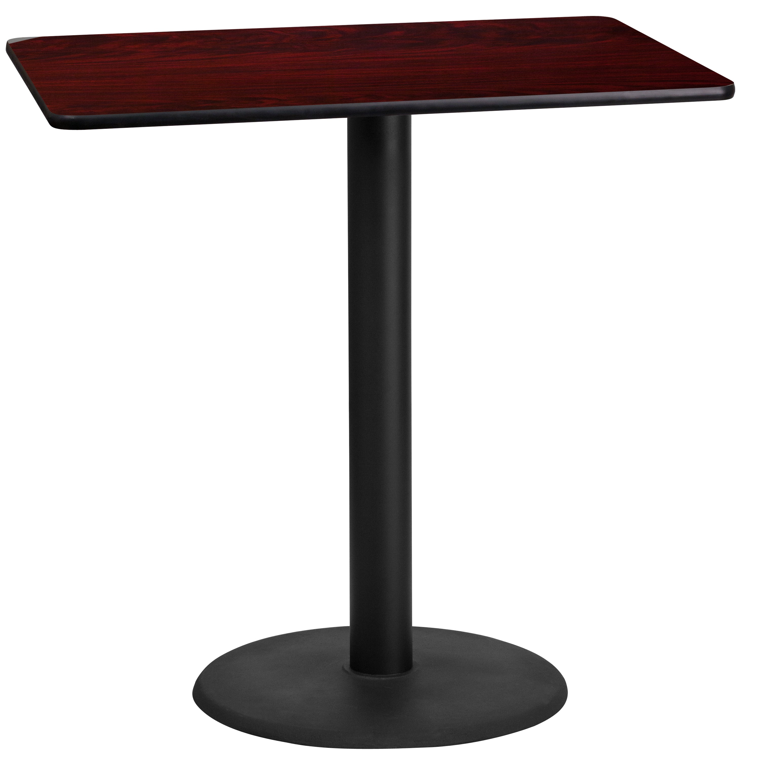 Stiles 24'' x 42'' Rectangular Mahogany Laminate Table Top with 24'' Round Bar Height Table Base