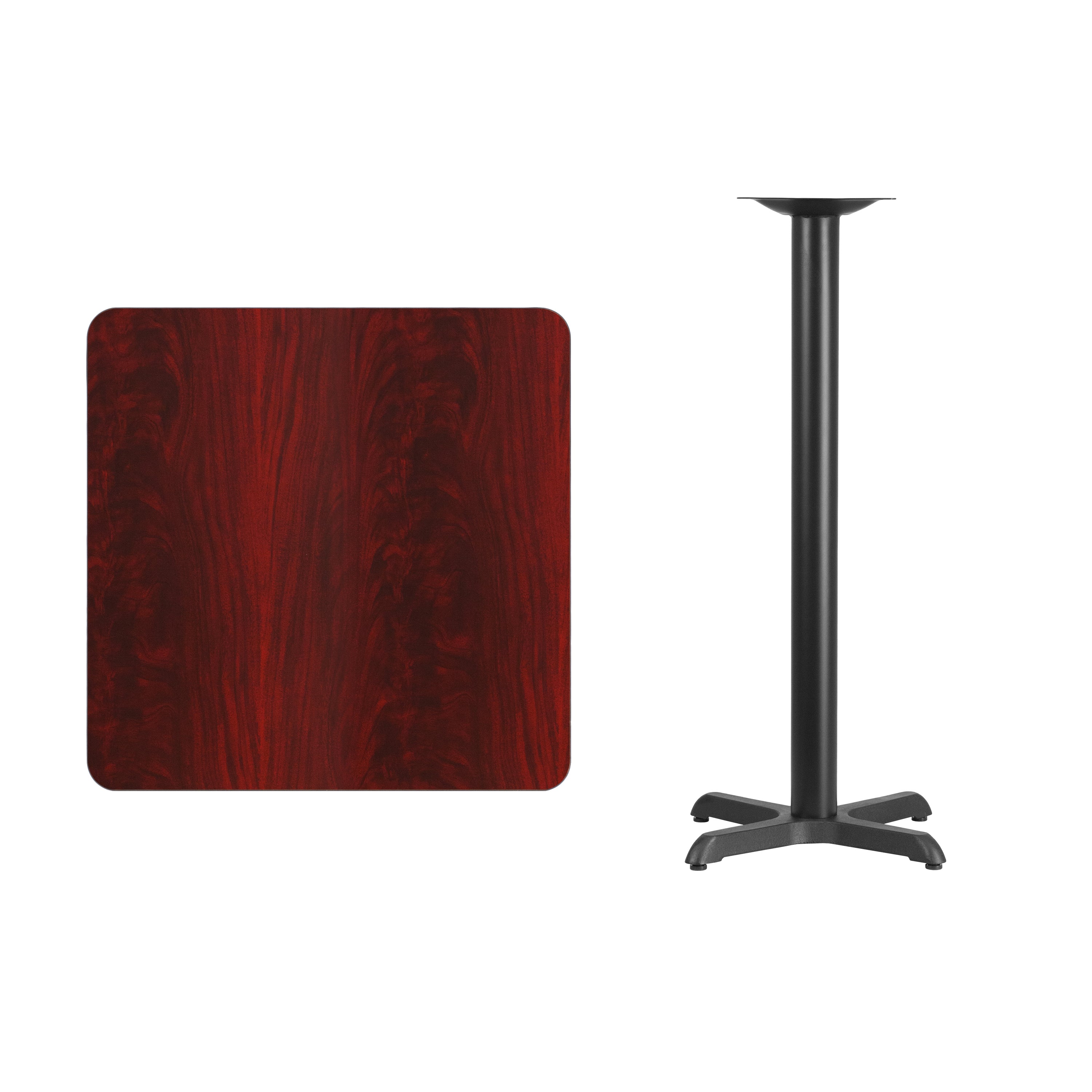 Stiles 30'' Square Mahogany Laminate Table Top with 22'' x 22'' Bar Height Table Base