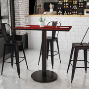 Stiles 30'' x 42'' Rectangular Mahogany Laminate Table Top with 24'' Round Bar Height Table Base