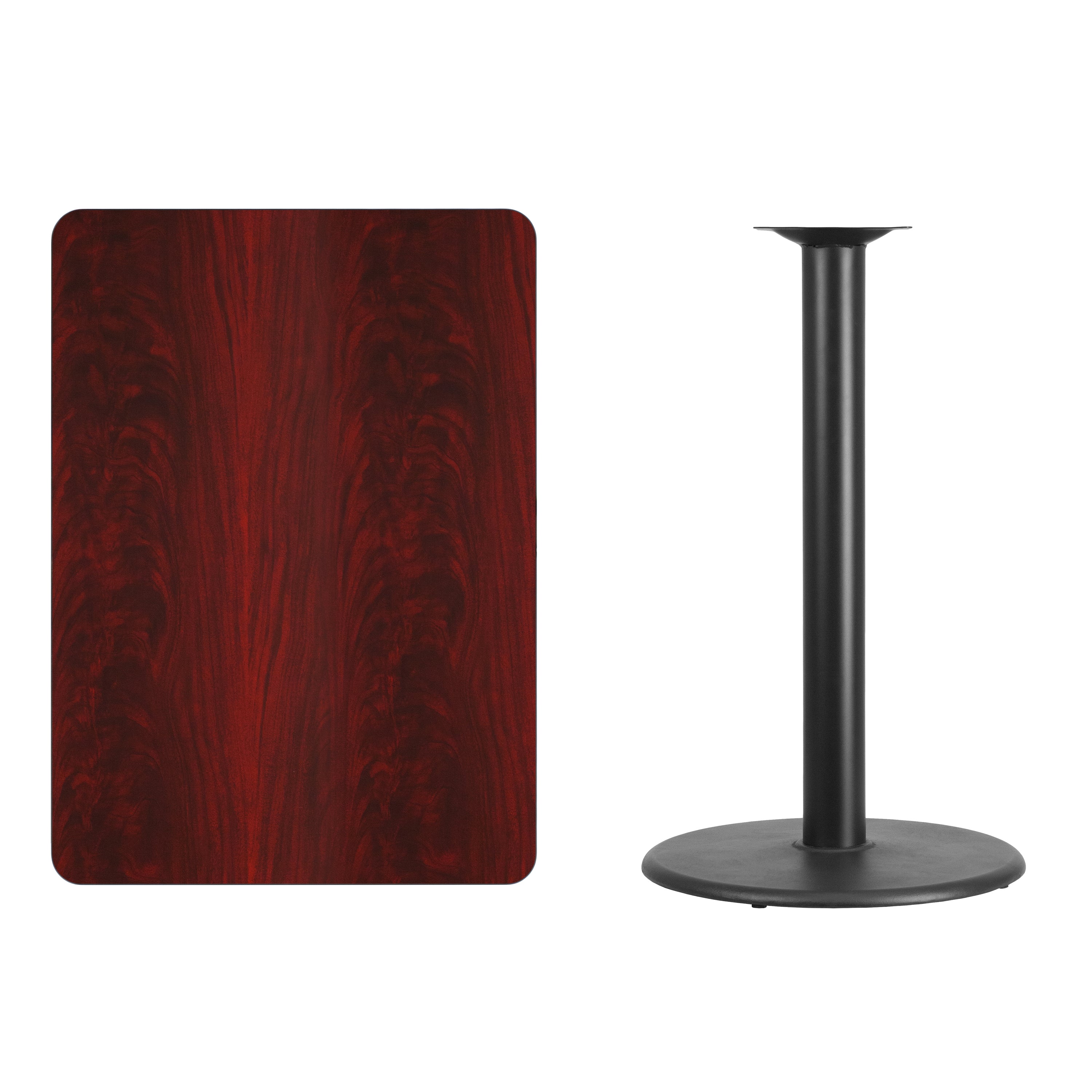 Stiles 30'' x 42'' Rectangular Mahogany Laminate Table Top with 24'' Round Bar Height Table Base