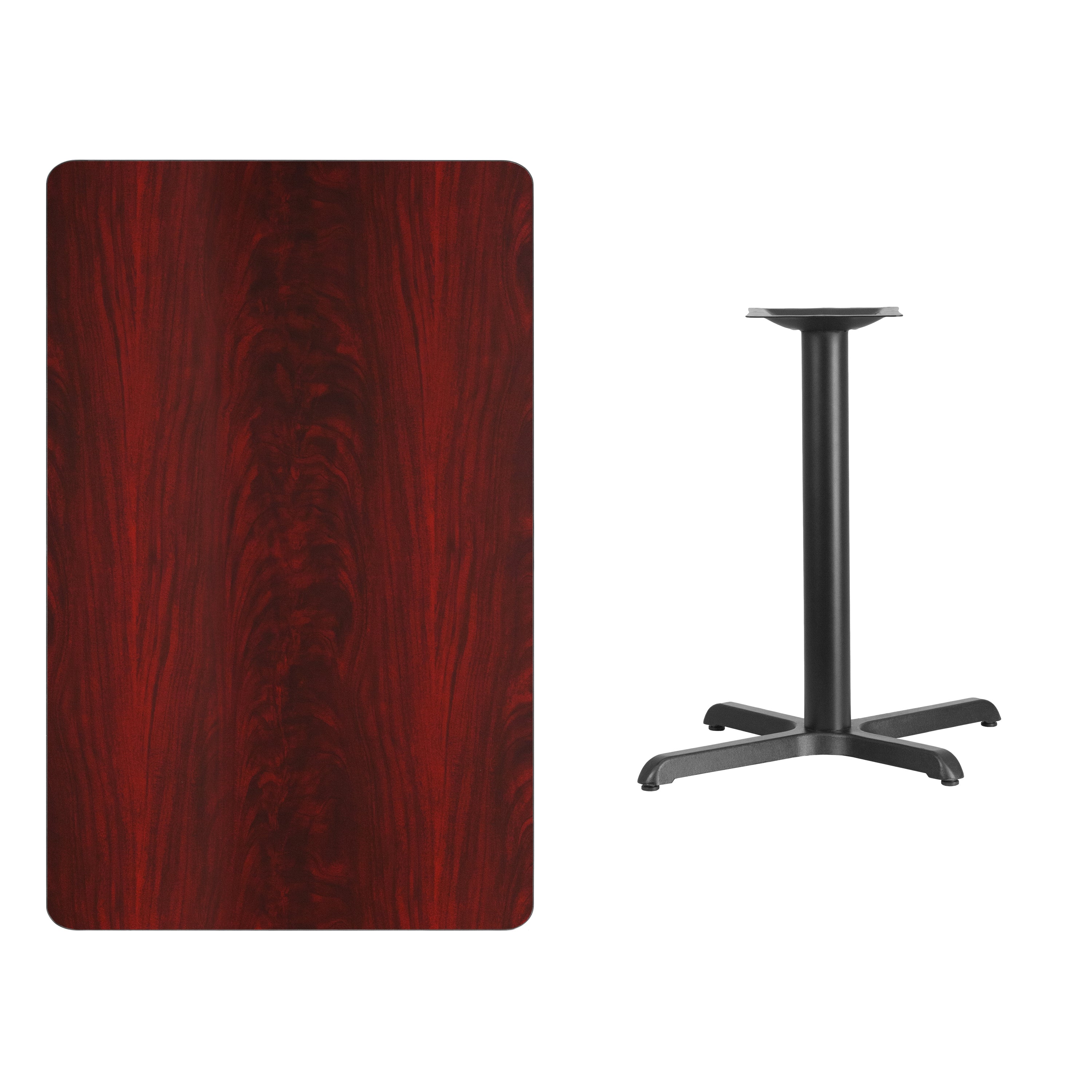 Graniss 30'' x 48'' Rectangular Mahogany Laminate Table Top with 23.5'' x 29.5'' Table Height Base