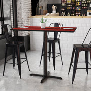 Stiles 30'' x 48'' Rectangular Mahogany Laminate Table Top with 23.5'' x 29.5'' Bar Height Table Base