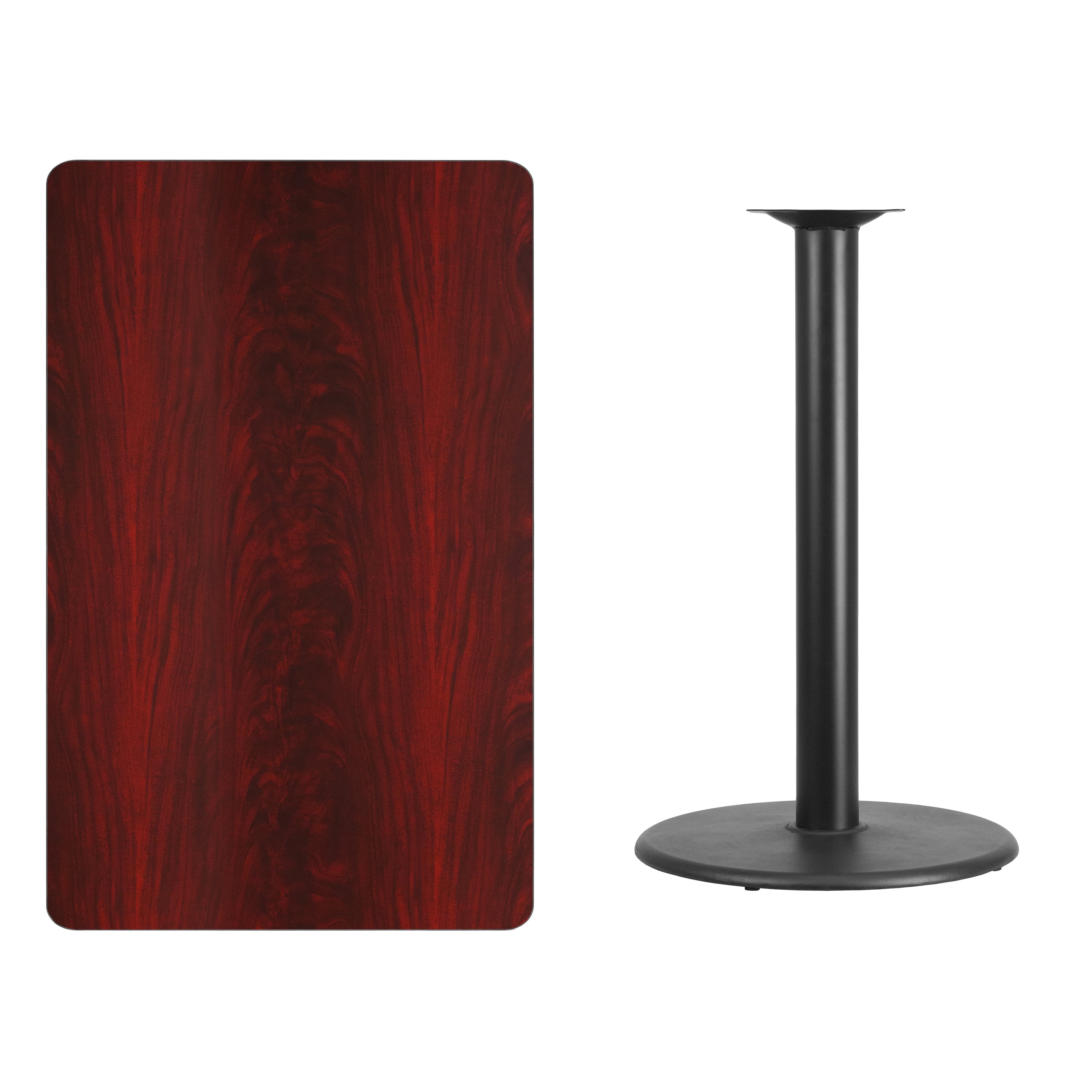 Stiles 30'' x 48'' Rectangular Mahogany Laminate Table Top with 24'' Round Bar Height Table Base