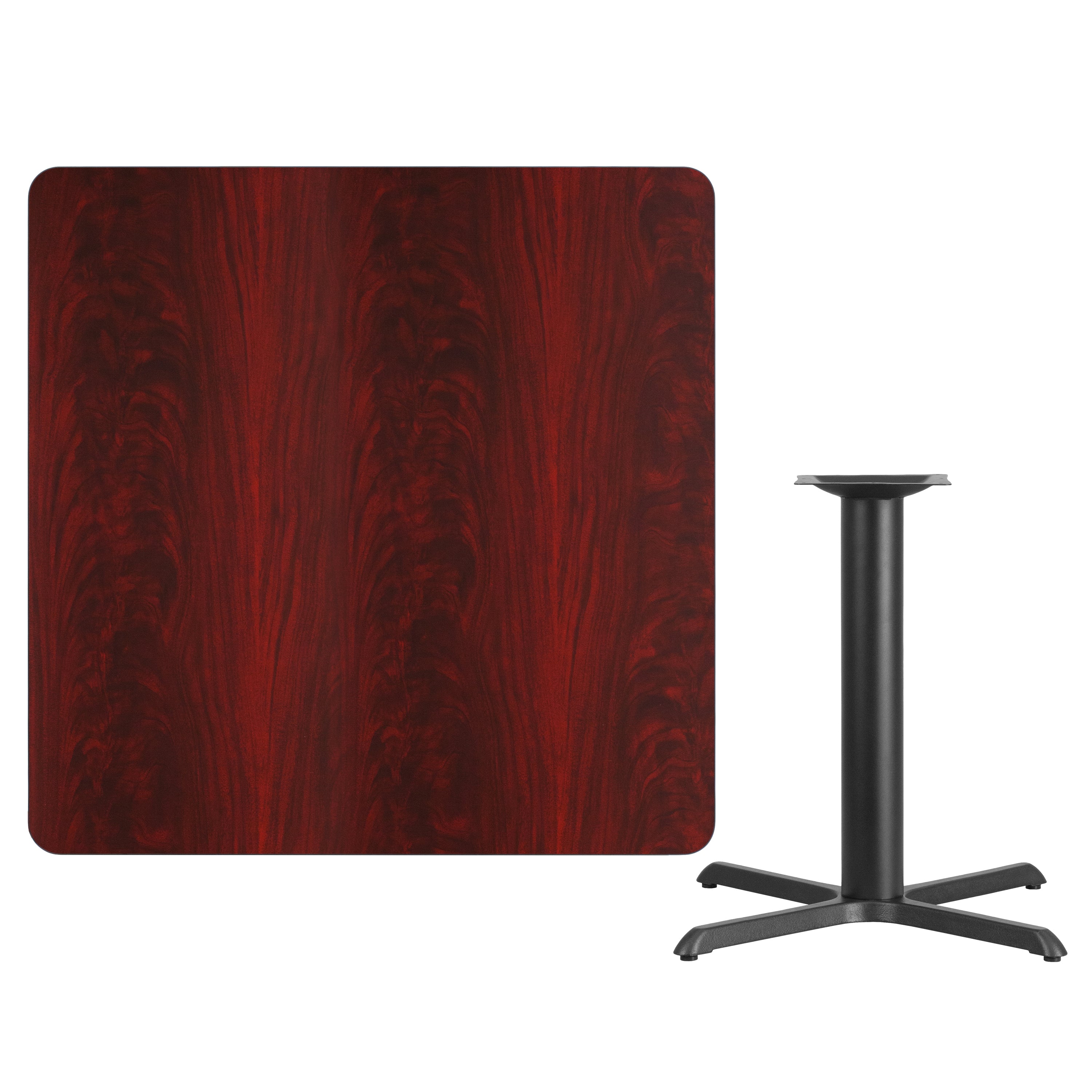 Graniss 42'' Square Mahogany Laminate Table Top with 33'' x 33'' Table Height Base