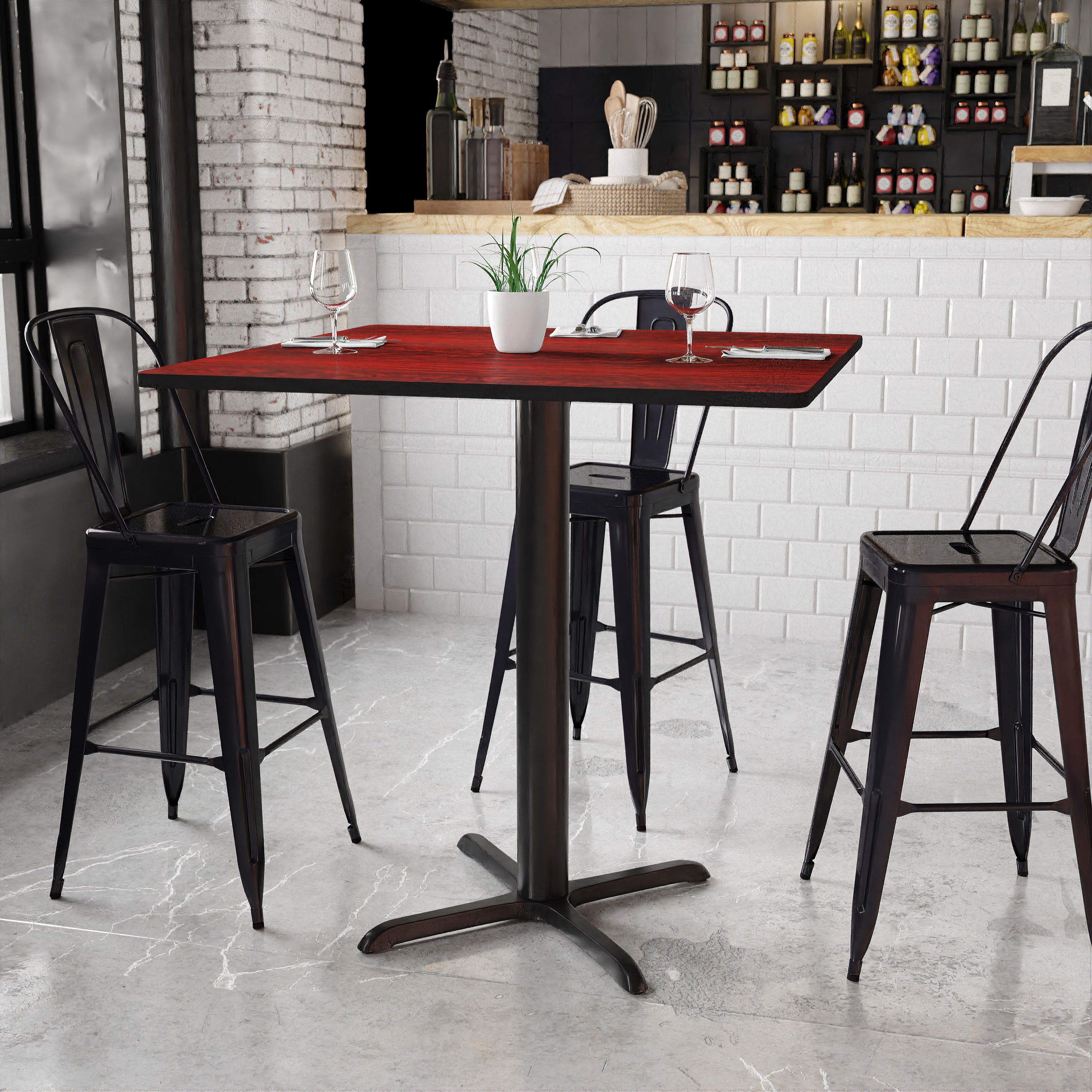 Stiles 42'' Square Mahogany Laminate Table Top with 33'' x 33'' Bar Height Table Base