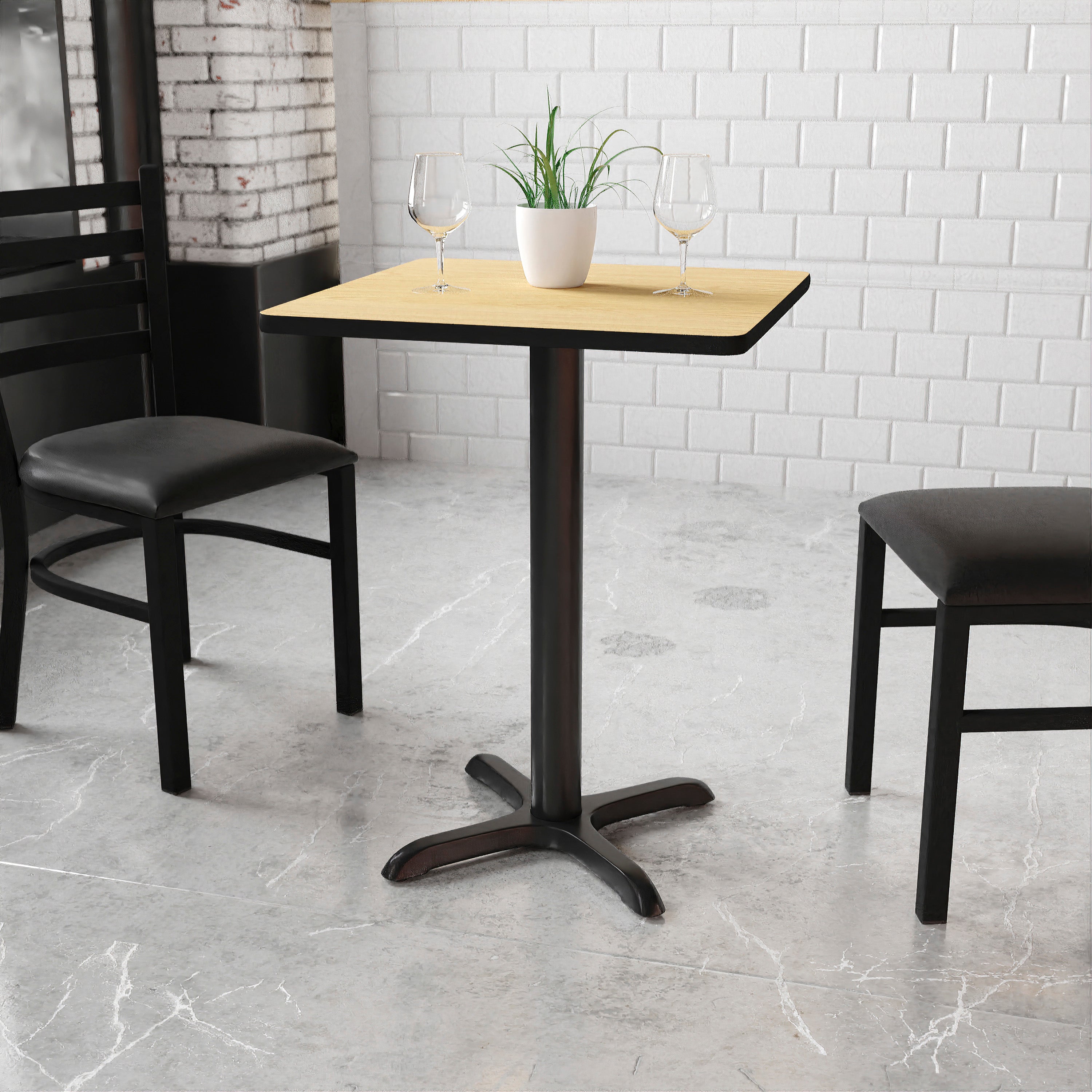 Graniss 24'' Square Natural Laminate Table Top with 22'' x 22'' Table Height Base