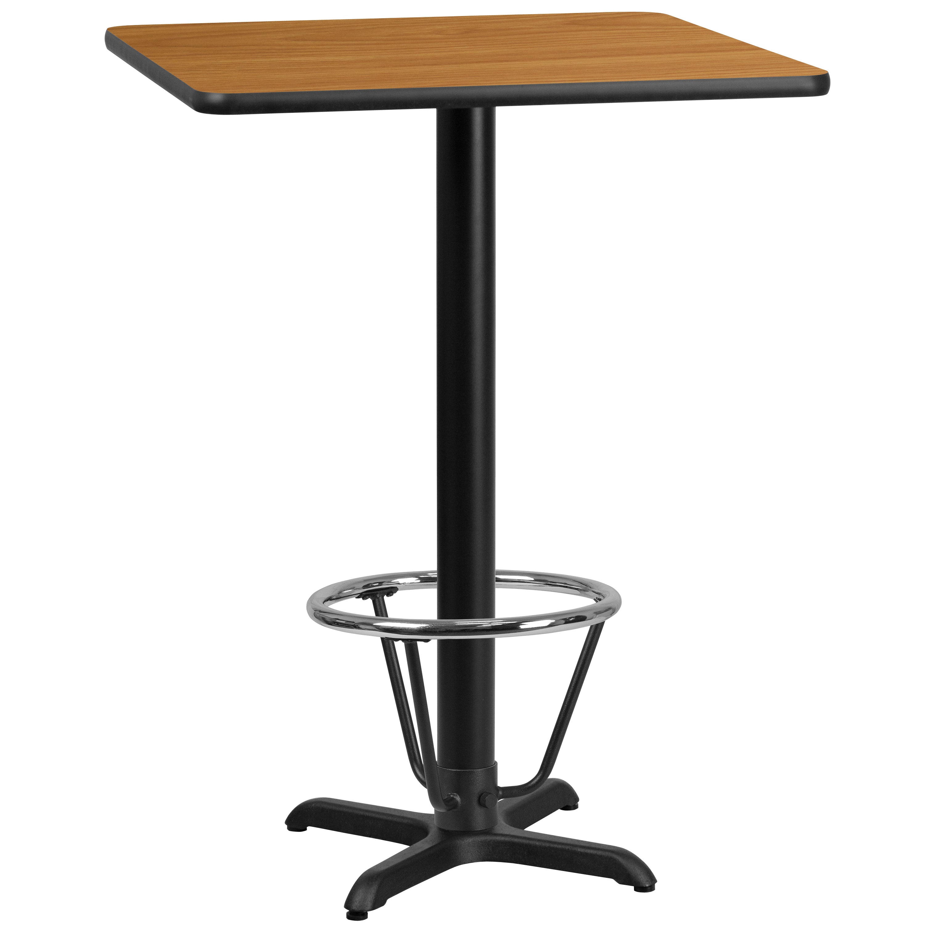 Stiles 24'' Square Natural Laminate Table Top with 22'' x 22'' Bar Height Table Base and Foot Ring