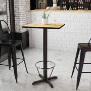 Stiles 24'' Square Natural Laminate Table Top with 22'' x 22'' Bar Height Table Base and Foot Ring
