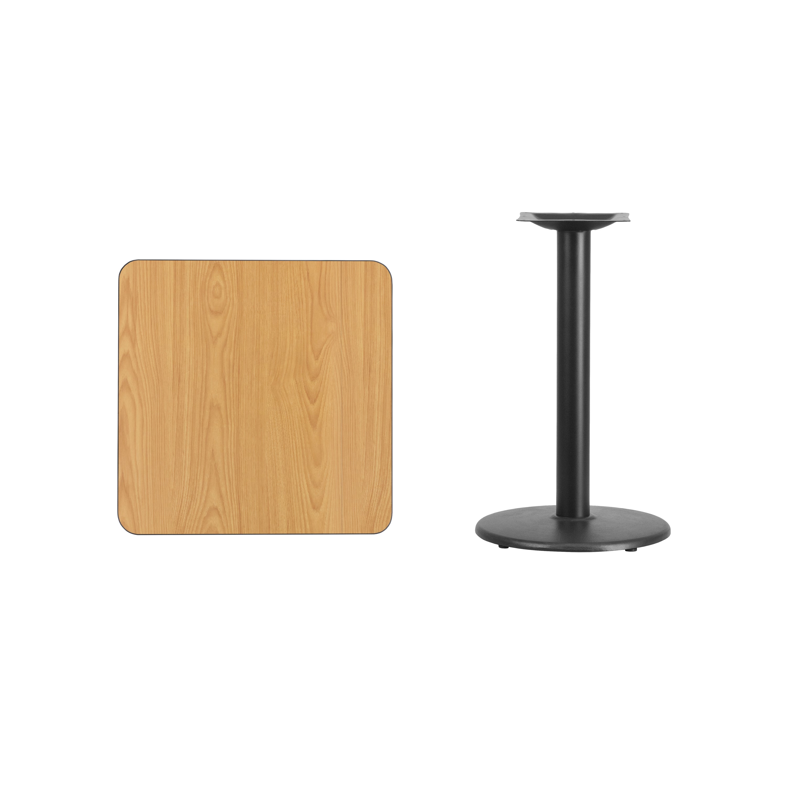 Graniss 24'' Square Natural Laminate Table Top with 18'' Round Table Height Base