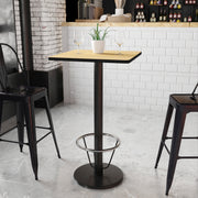 Stiles 24'' Square Natural Laminate Table Top with 18'' Round Bar Height Table Base and Foot Ring