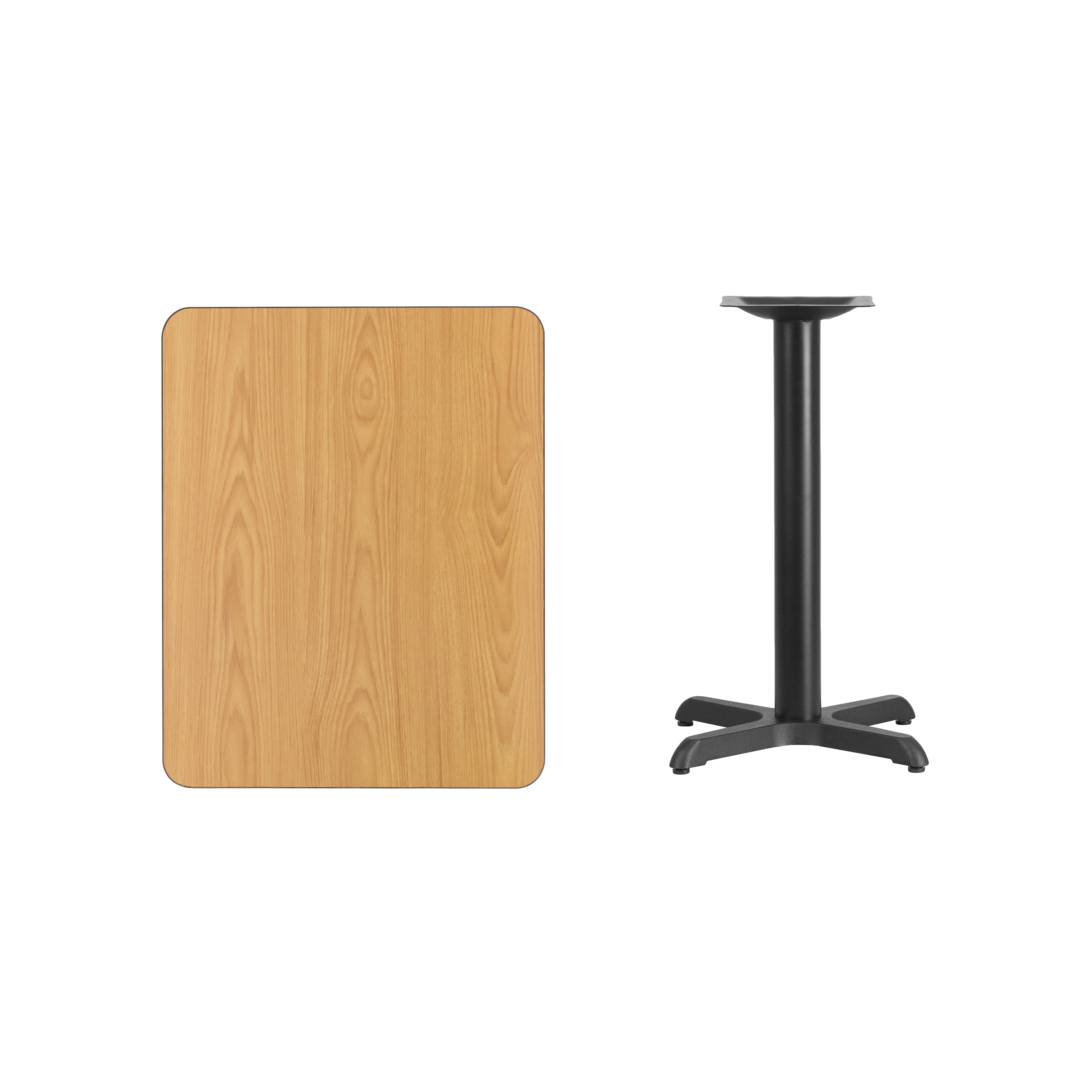 Graniss 24'' x 30'' Rectangular Natural Laminate Table Top with 22'' x 22'' Table Height Base