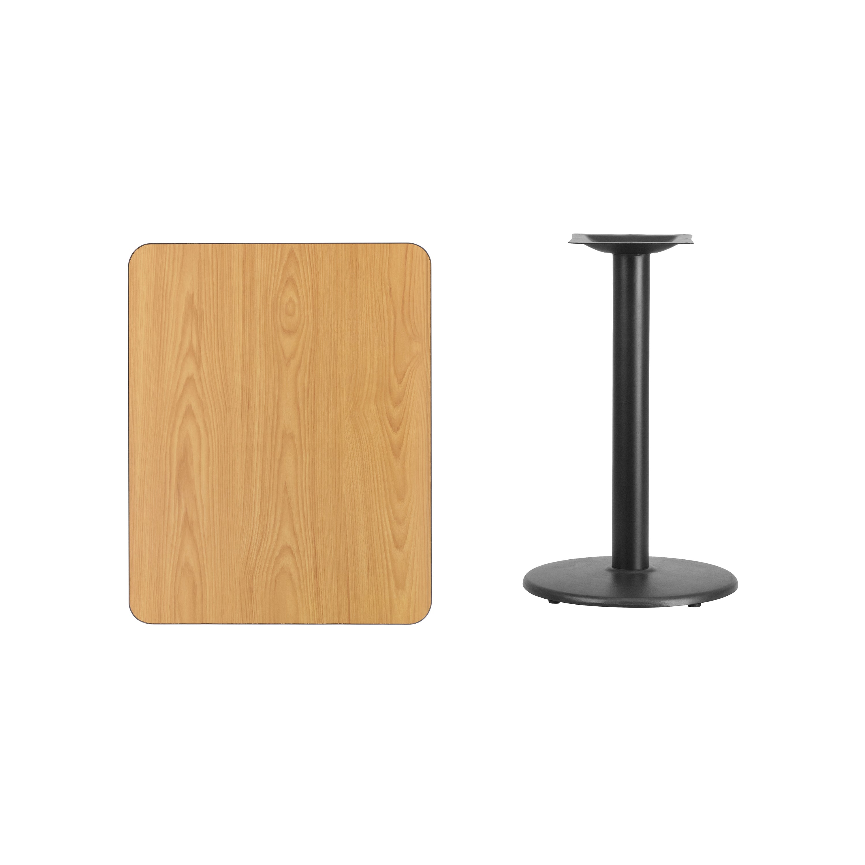 Graniss 24'' x 30'' Rectangular Natural Laminate Table Top with 18'' Round Table Height Base