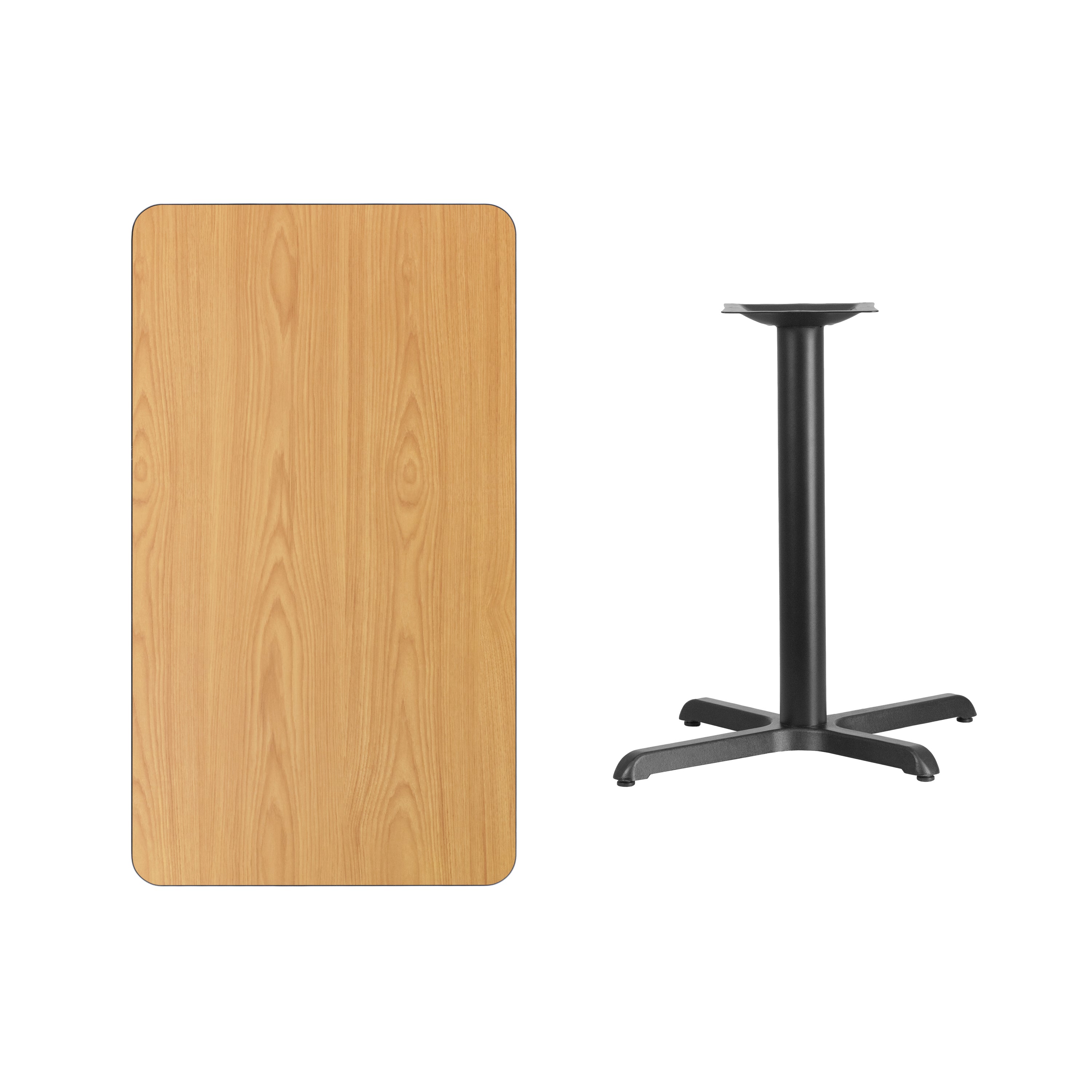 Graniss 24'' x 42'' Rectangular Natural Laminate Table Top with 23.5'' x 29.5'' Table Height Base