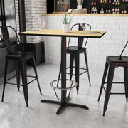 Stiles 24'' x 42'' Rectangular Natural Laminate Table Top with 23.5'' x 29.5'' Bar Height Table Base and Foot Ring
