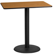 Stiles 24'' x 42'' Rectangular Natural Laminate Table Top with 24'' Round Bar Height Table Base