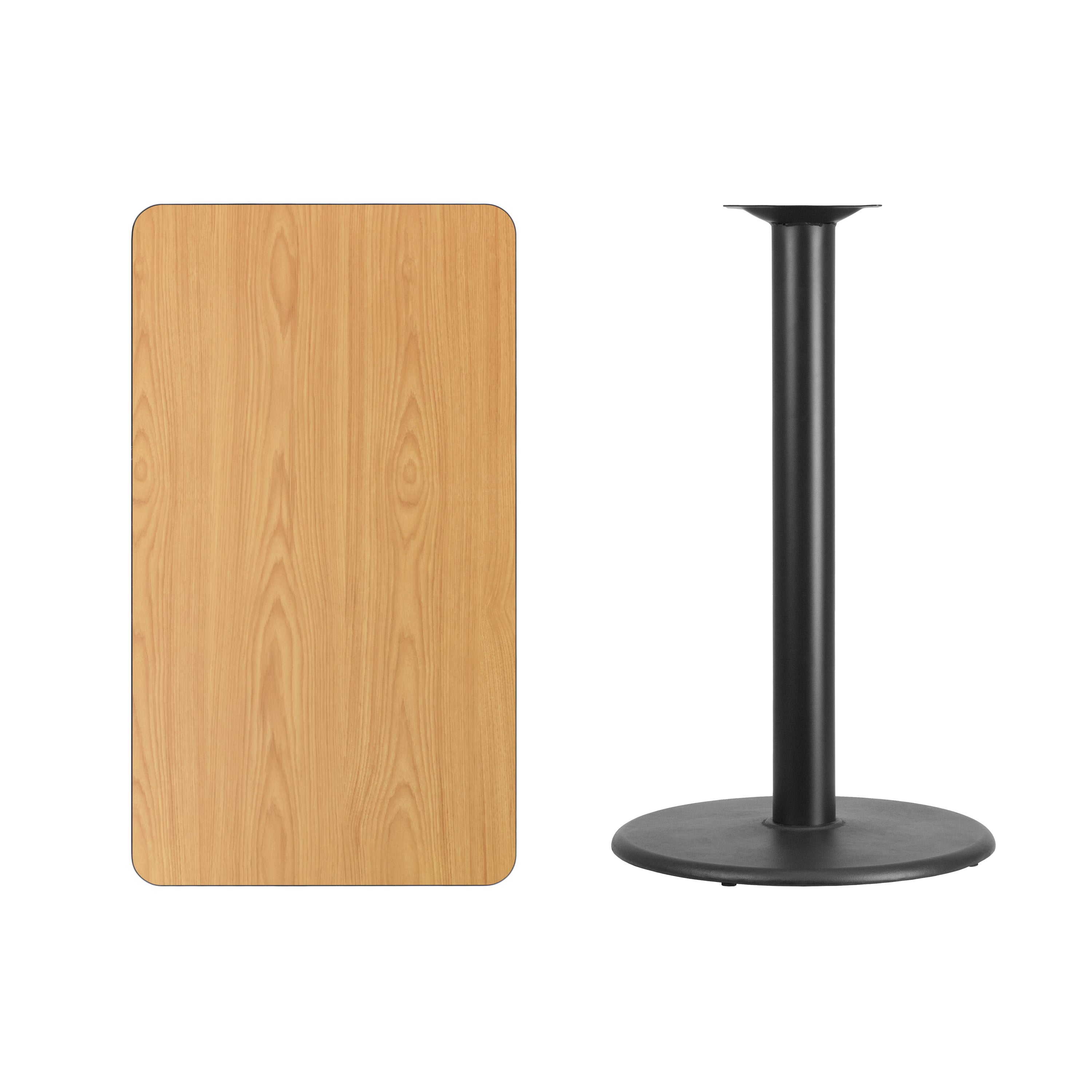 Stiles 24'' x 42'' Rectangular Natural Laminate Table Top with 24'' Round Bar Height Table Base