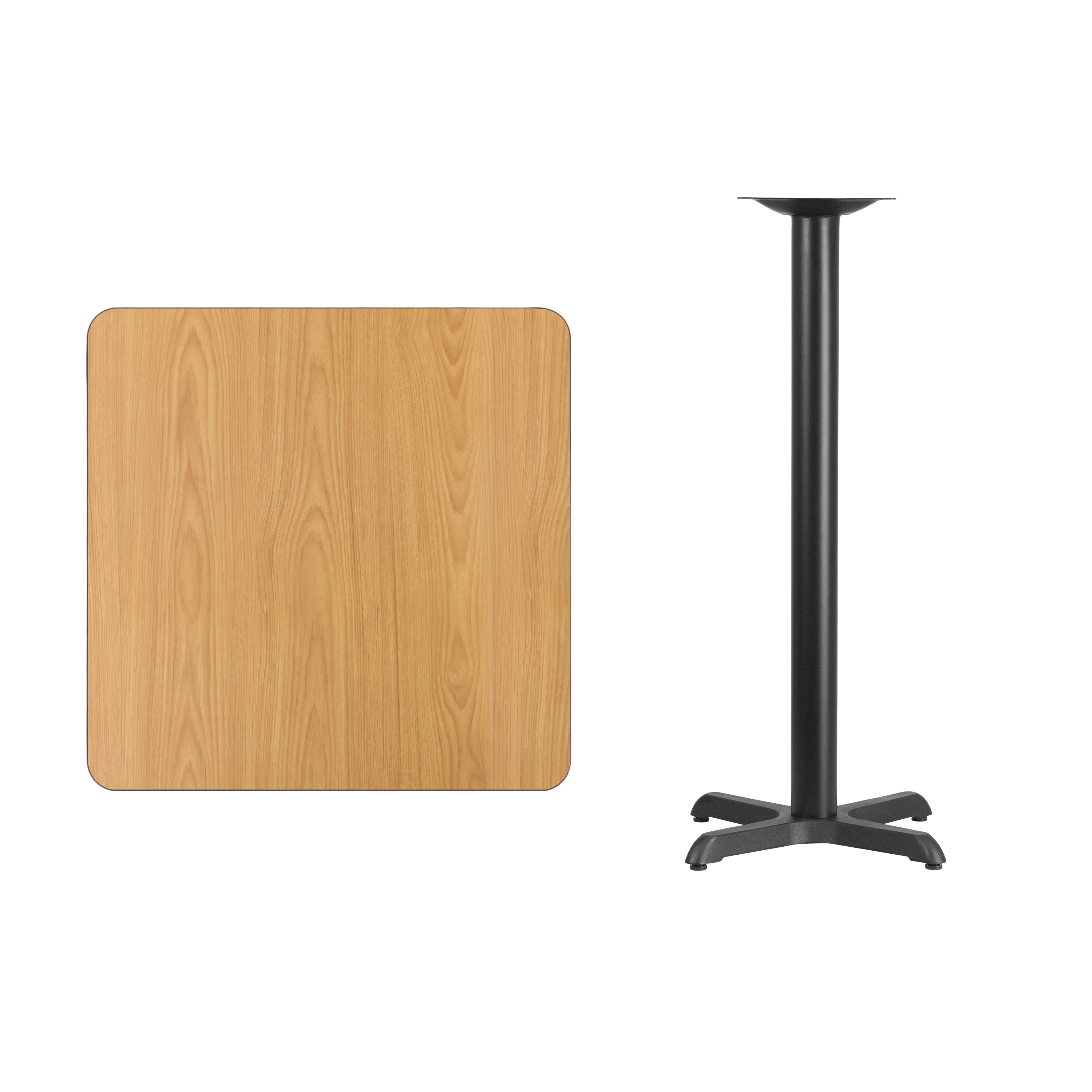 Stiles 30'' Square Natural Laminate Table Top with 22'' x 22'' Bar Height Table Base