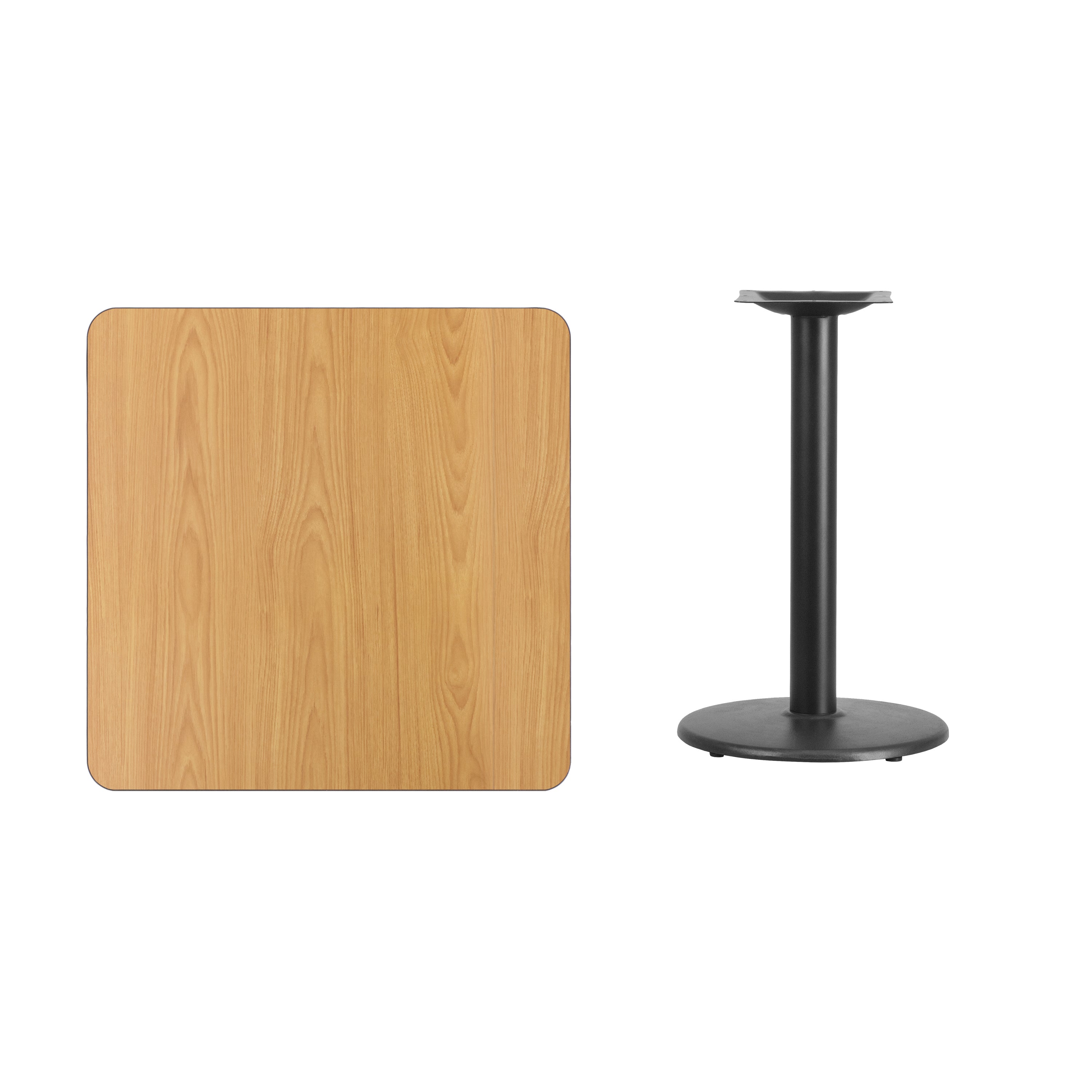 Graniss 30'' Square Natural Laminate Table Top with 18'' Round Table Height Base