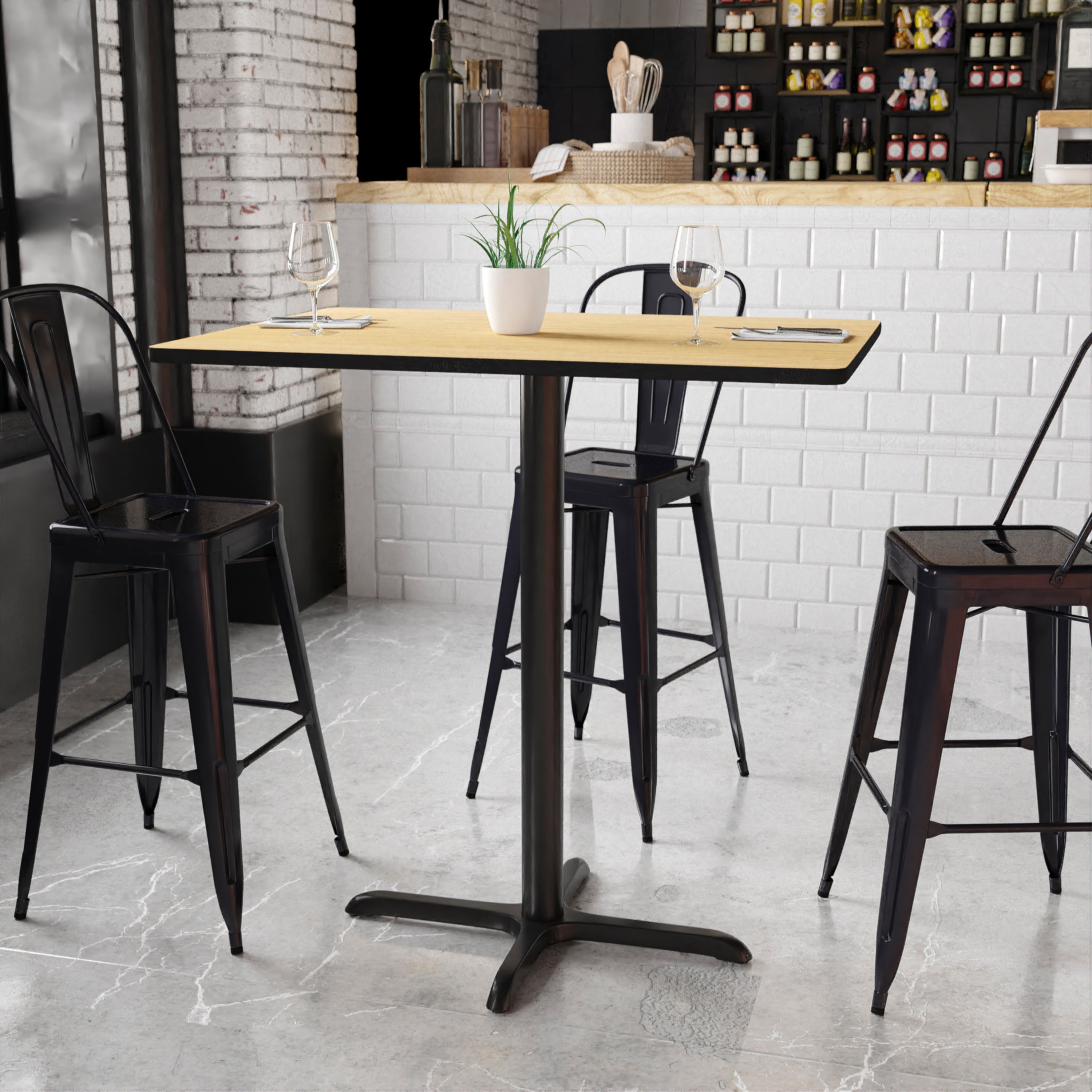 Stiles 30'' x 42'' Rectangular Natural Laminate Table Top with 23.5'' x 29.5'' Bar Height Table Base