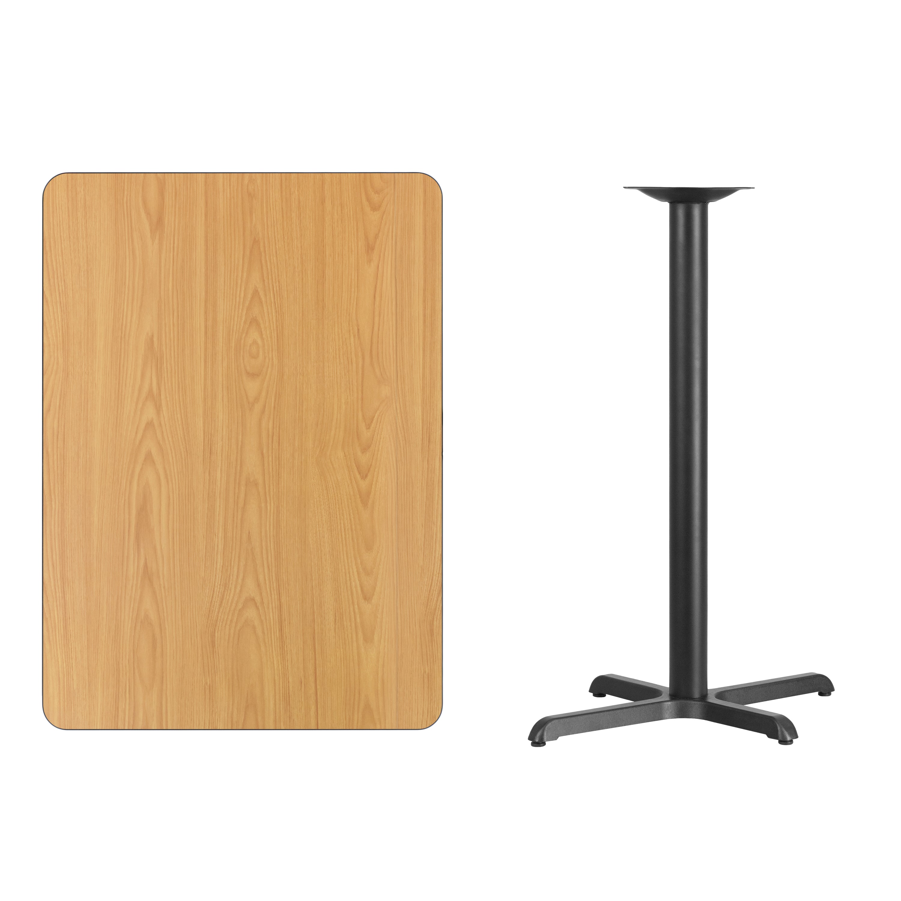 Stiles 30'' x 42'' Rectangular Natural Laminate Table Top with 23.5'' x 29.5'' Bar Height Table Base