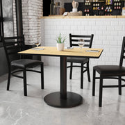 Graniss 30'' x 42'' Rectangular Natural Laminate Table Top with 24'' Round Table Height Base