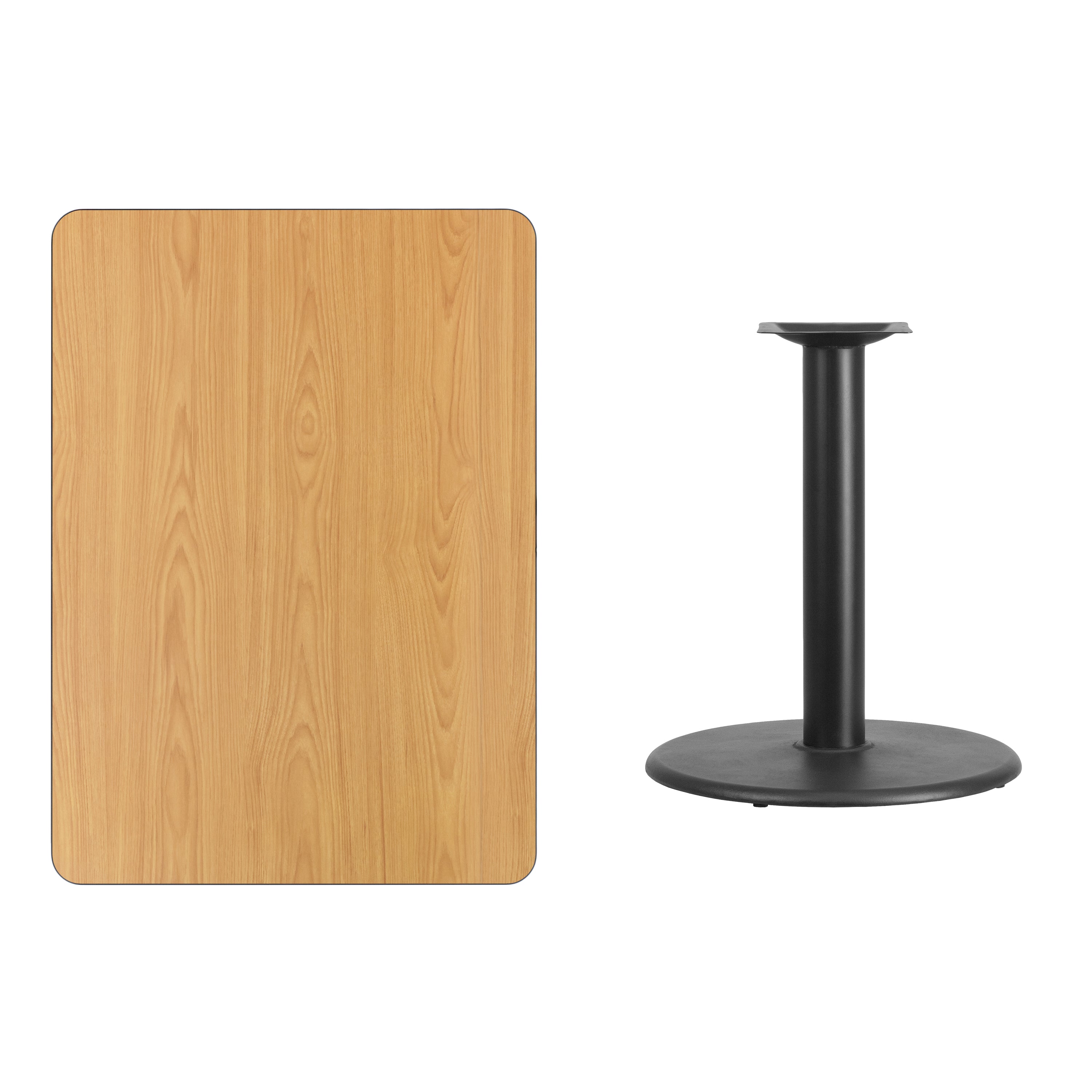 Graniss 30'' x 42'' Rectangular Natural Laminate Table Top with 24'' Round Table Height Base