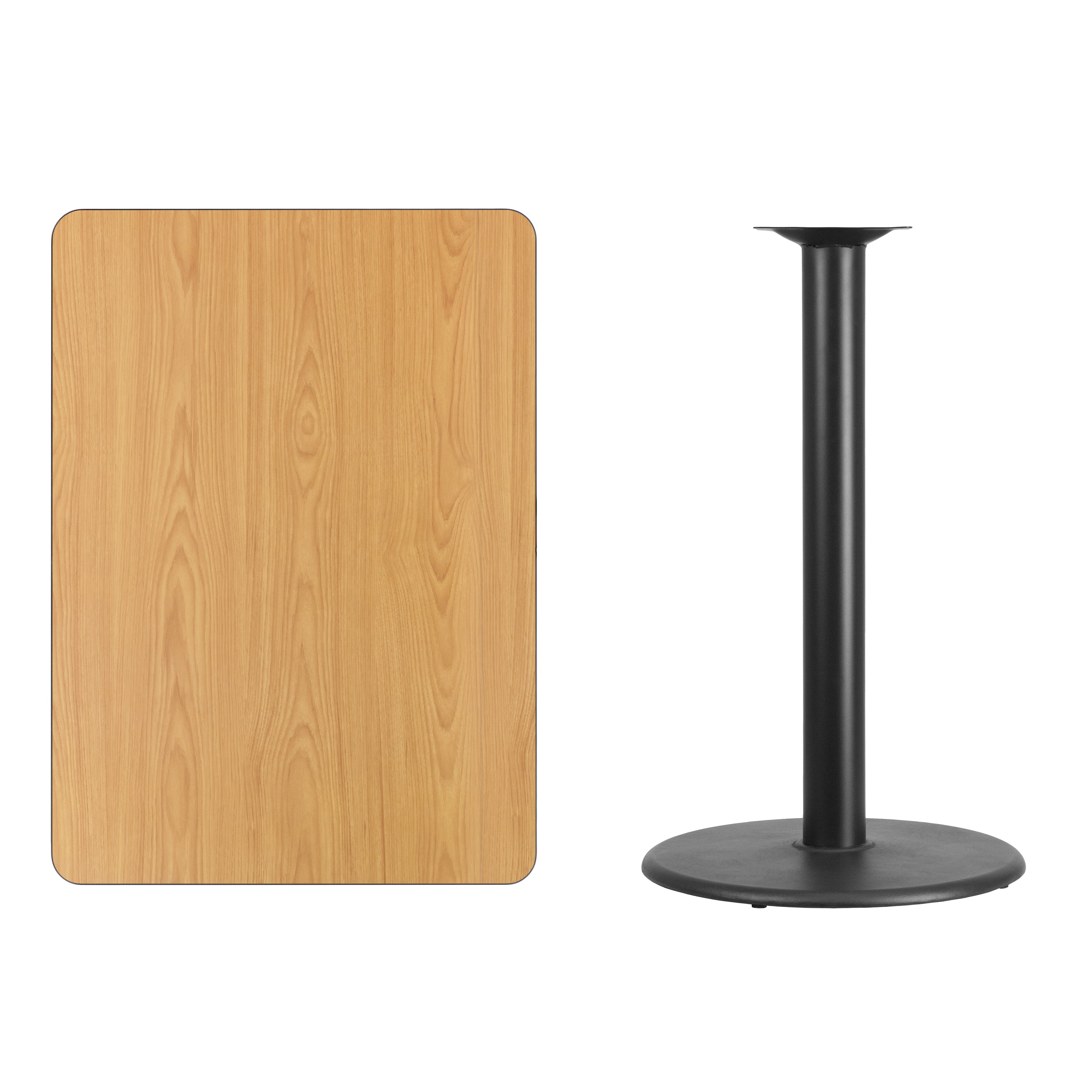 Stiles 30'' x 42'' Rectangular Natural Laminate Table Top with 24'' Round Bar Height Table Base