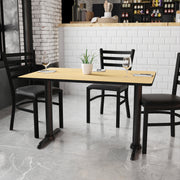 Graniss 30'' x 48'' Rectangular Natural Laminate Table Top with 5'' x 22'' Table Height Bases